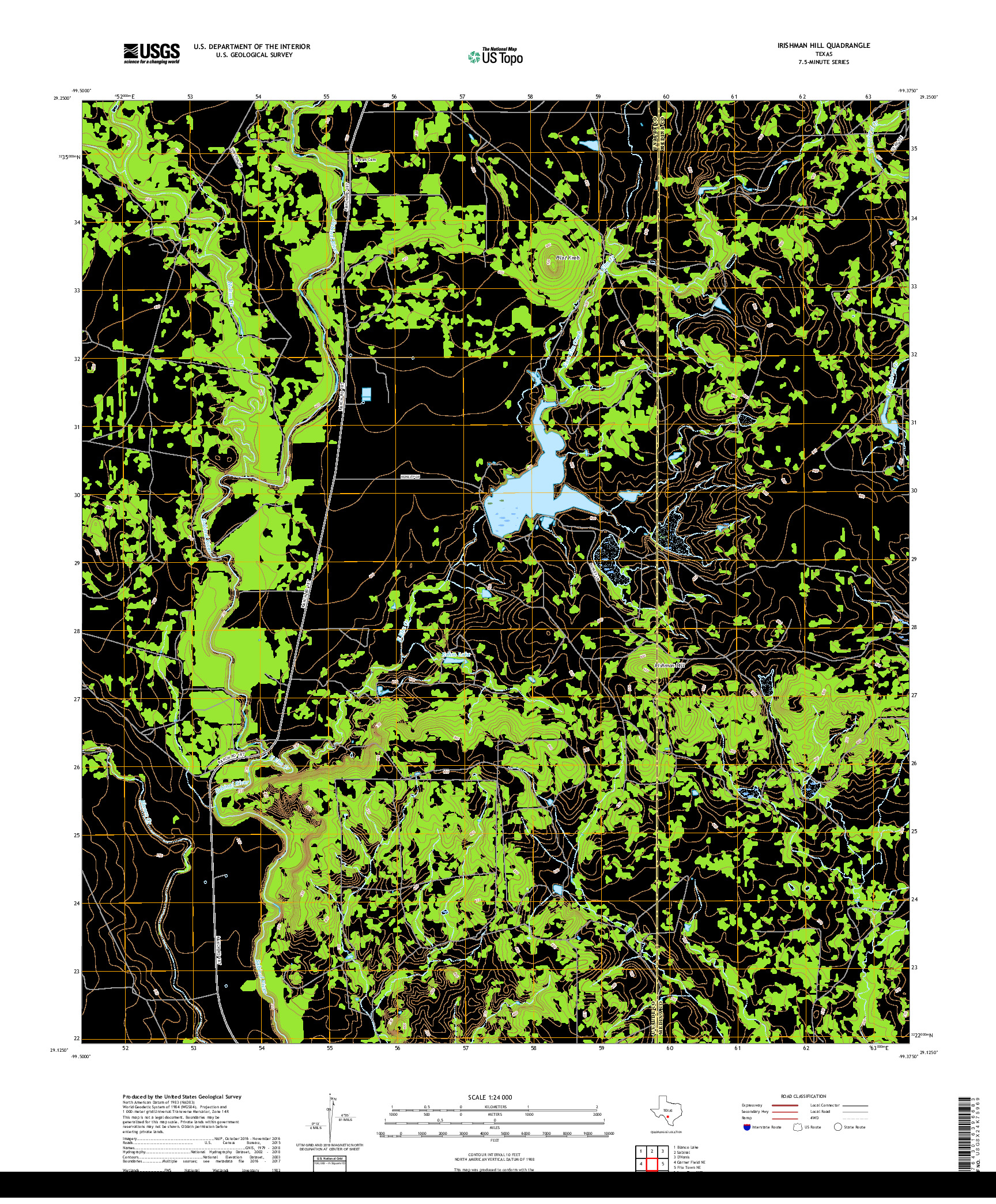 USGS US TOPO 7.5-MINUTE MAP FOR IRISHMAN HILL, TX 2019