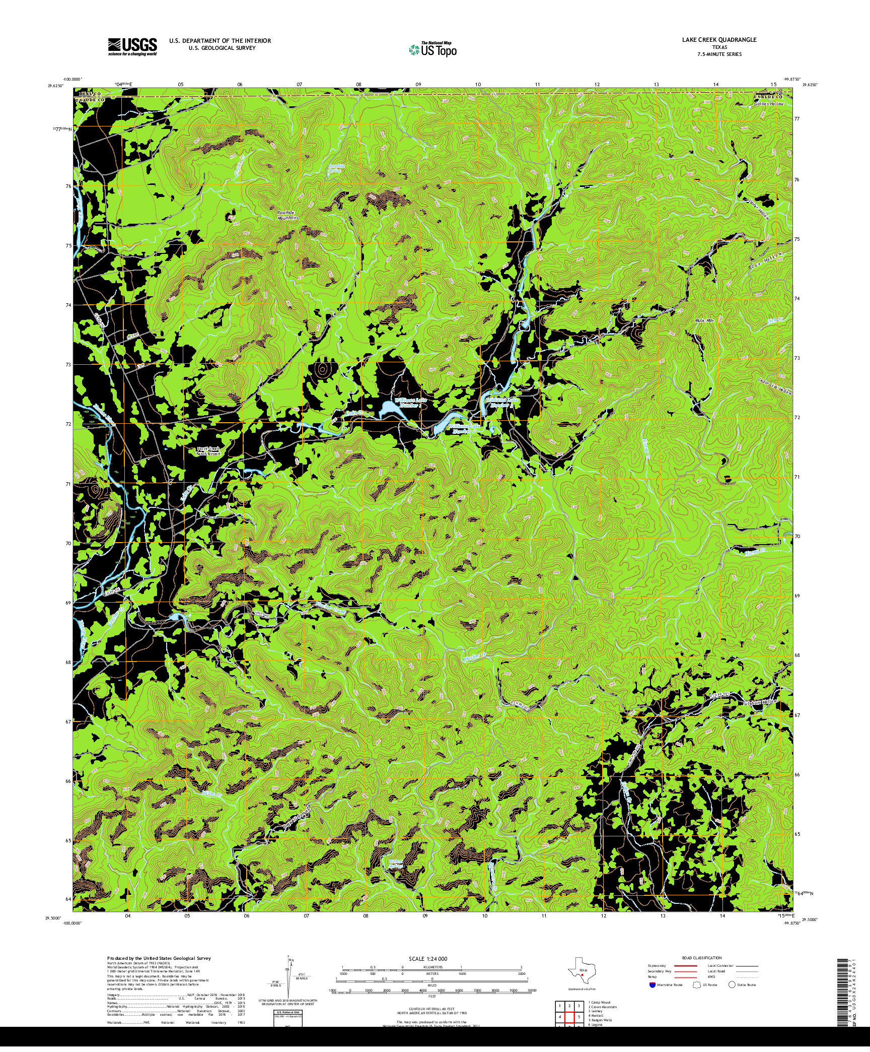 USGS US TOPO 7.5-MINUTE MAP FOR LAKE CREEK, TX 2019