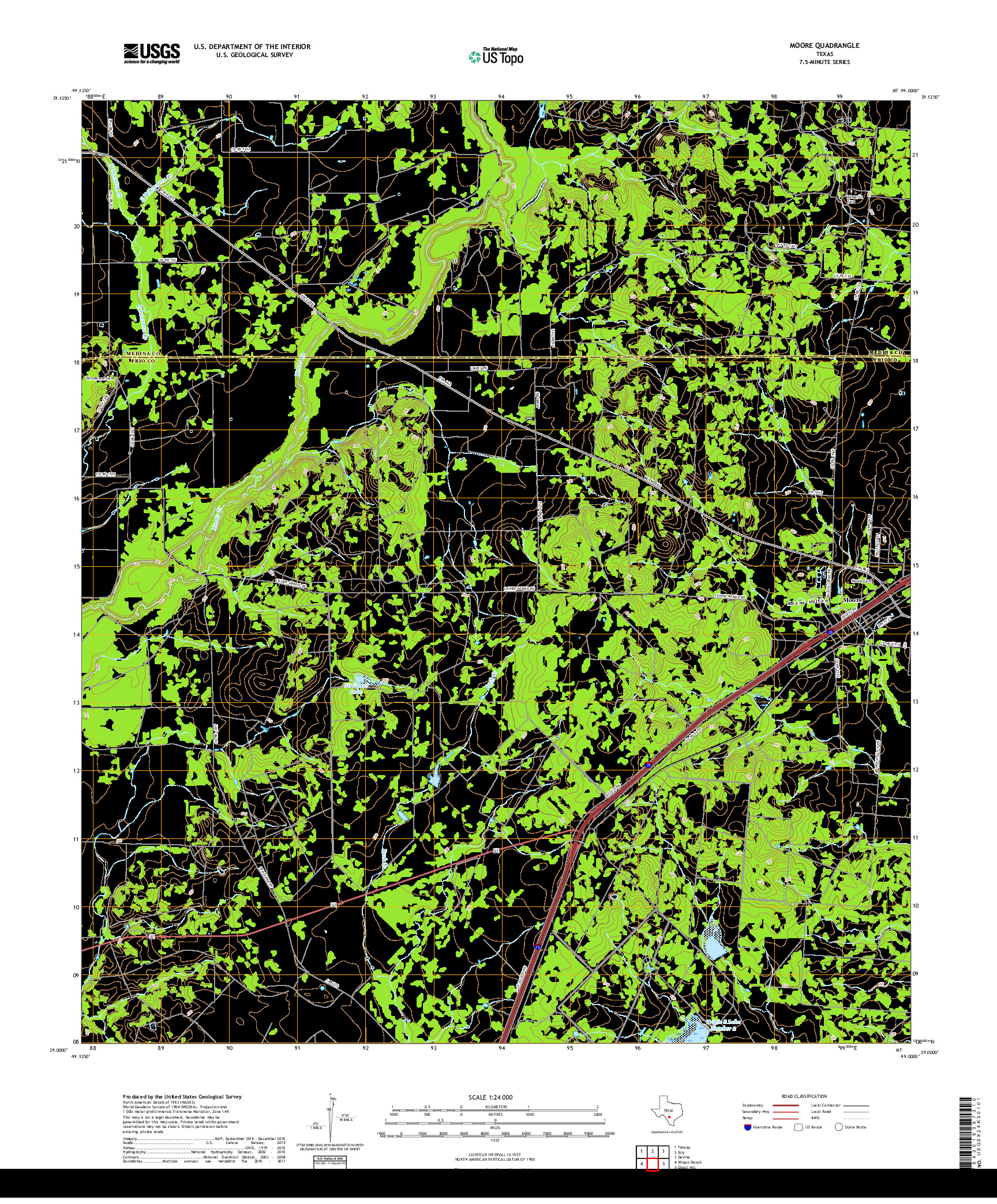 USGS US TOPO 7.5-MINUTE MAP FOR MOORE, TX 2019