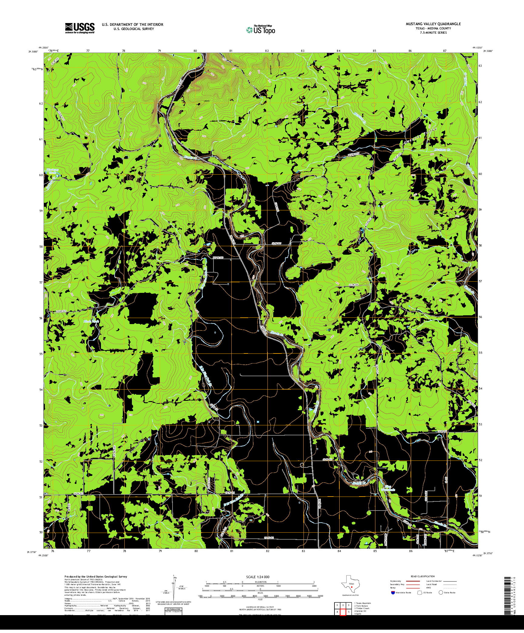 USGS US TOPO 7.5-MINUTE MAP FOR MUSTANG VALLEY, TX 2019