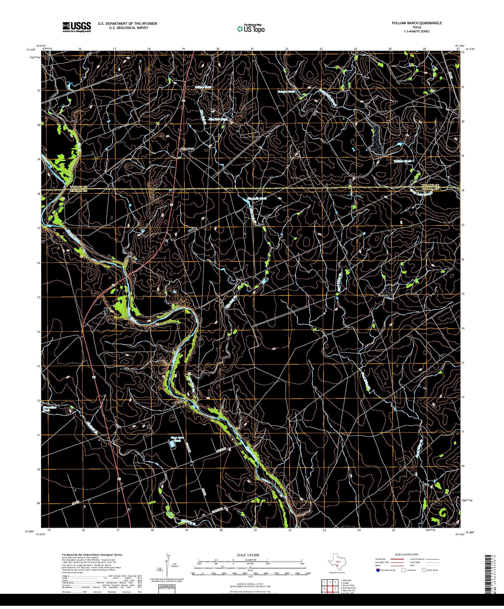 USGS US TOPO 7.5-MINUTE MAP FOR PULLIAM RANCH, TX 2019