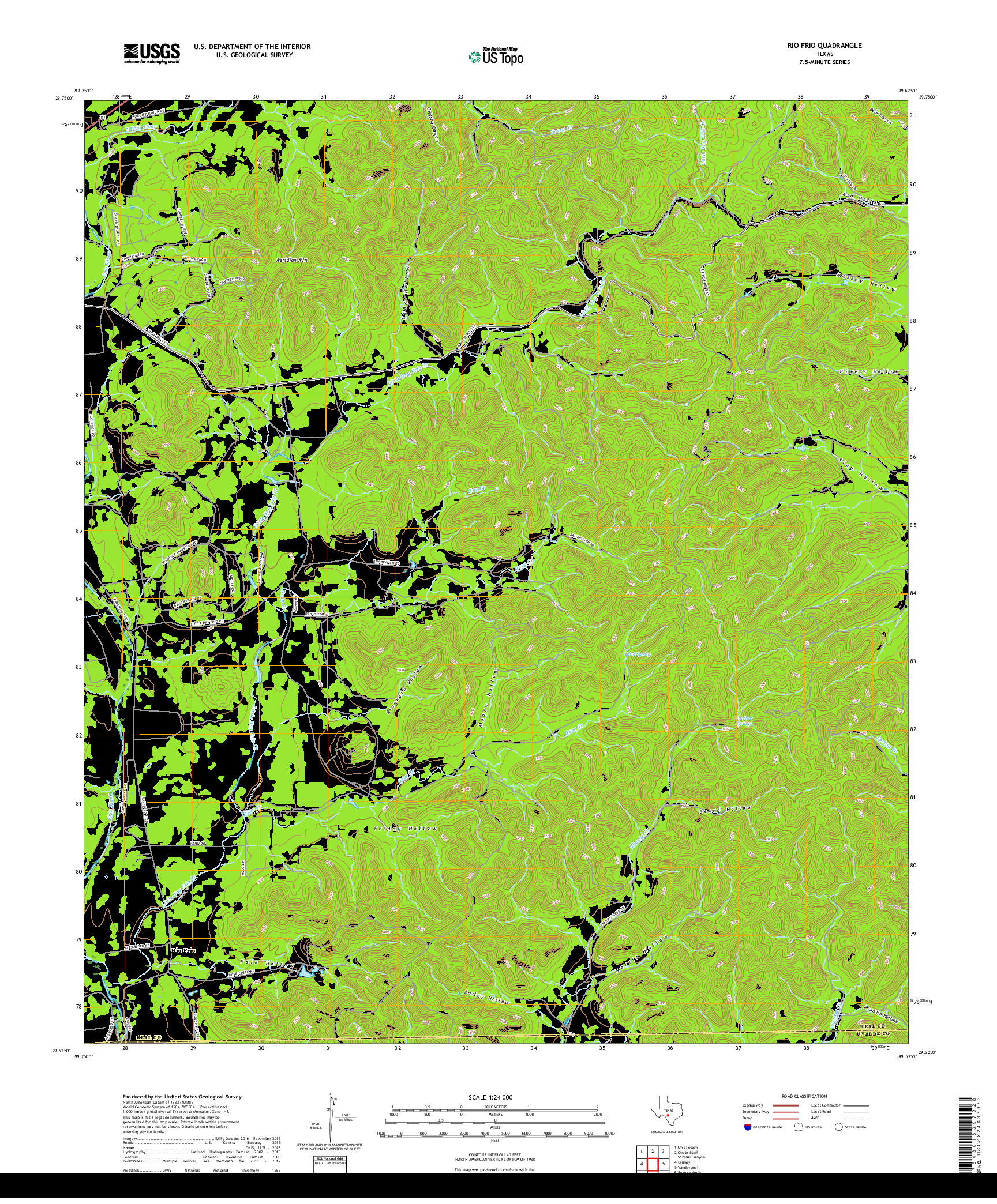 USGS US TOPO 7.5-MINUTE MAP FOR RIO FRIO, TX 2019