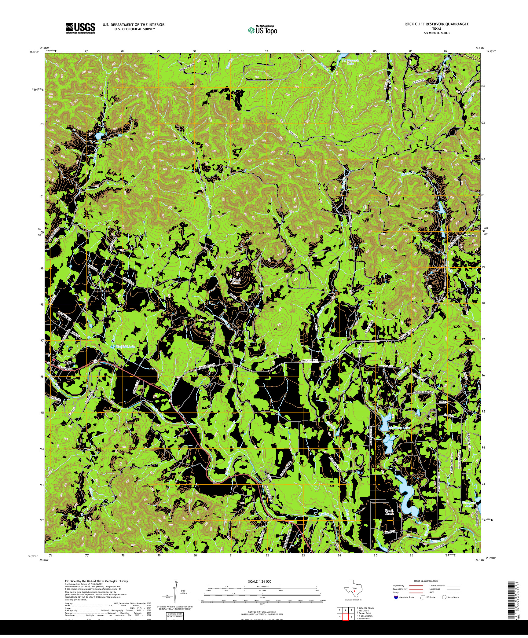 USGS US TOPO 7.5-MINUTE MAP FOR ROCK CLIFF RESERVOIR, TX 2019