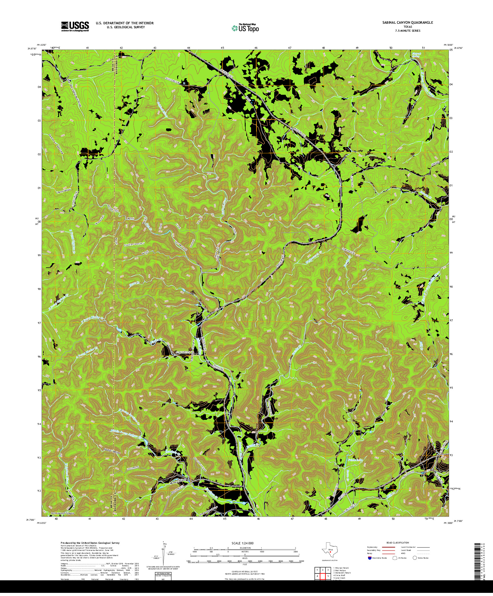 USGS US TOPO 7.5-MINUTE MAP FOR SABINAL CANYON, TX 2019