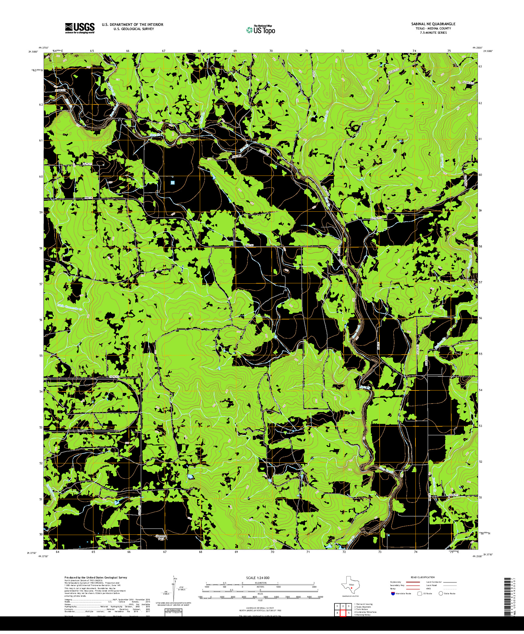 USGS US TOPO 7.5-MINUTE MAP FOR SABINAL NE, TX 2019