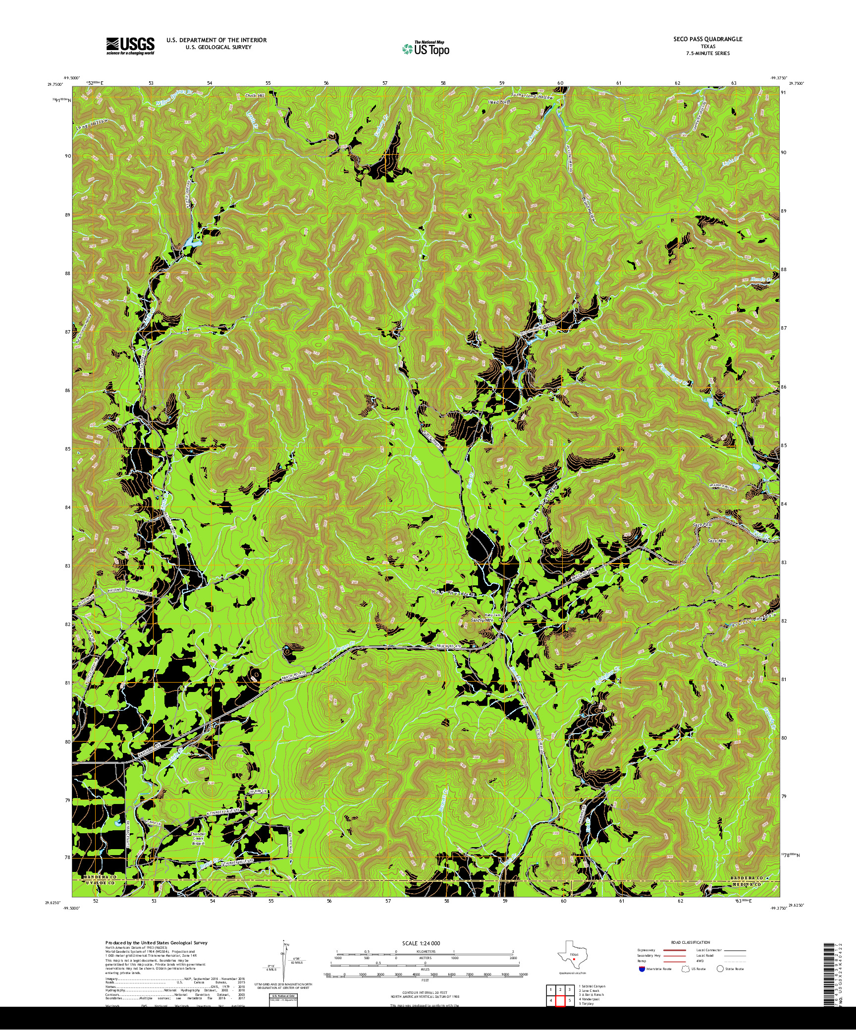 USGS US TOPO 7.5-MINUTE MAP FOR SECO PASS, TX 2019