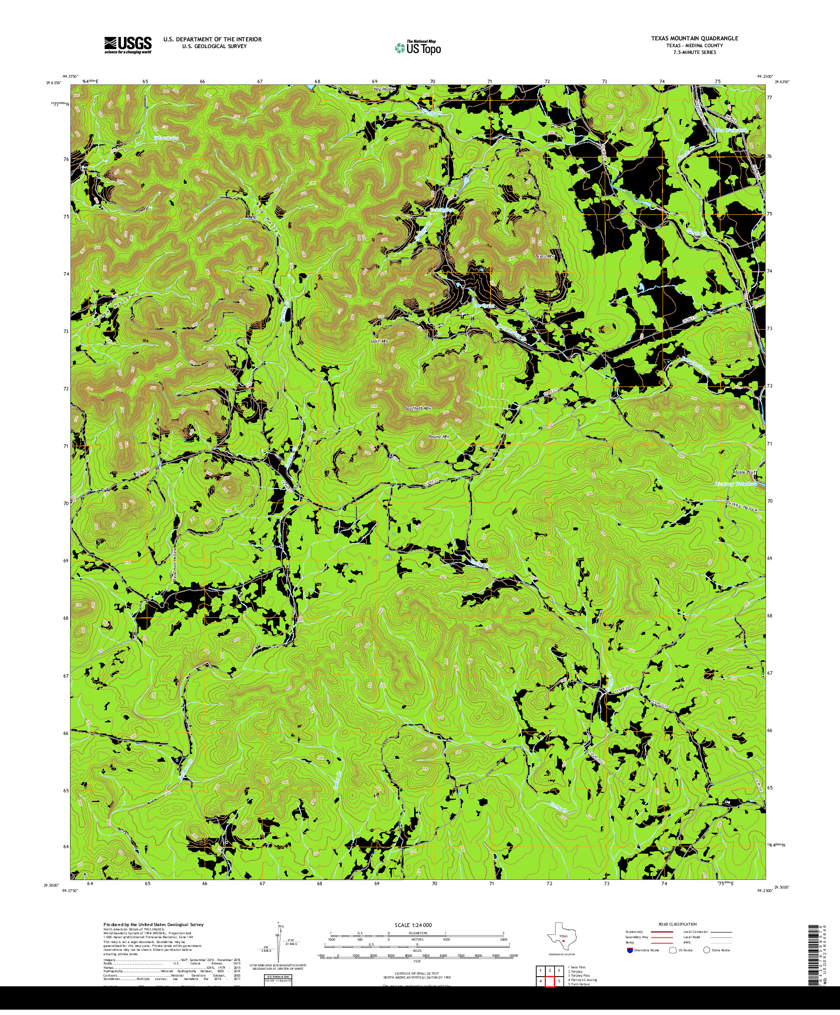 USGS US TOPO 7.5-MINUTE MAP FOR TEXAS MOUNTAIN, TX 2019