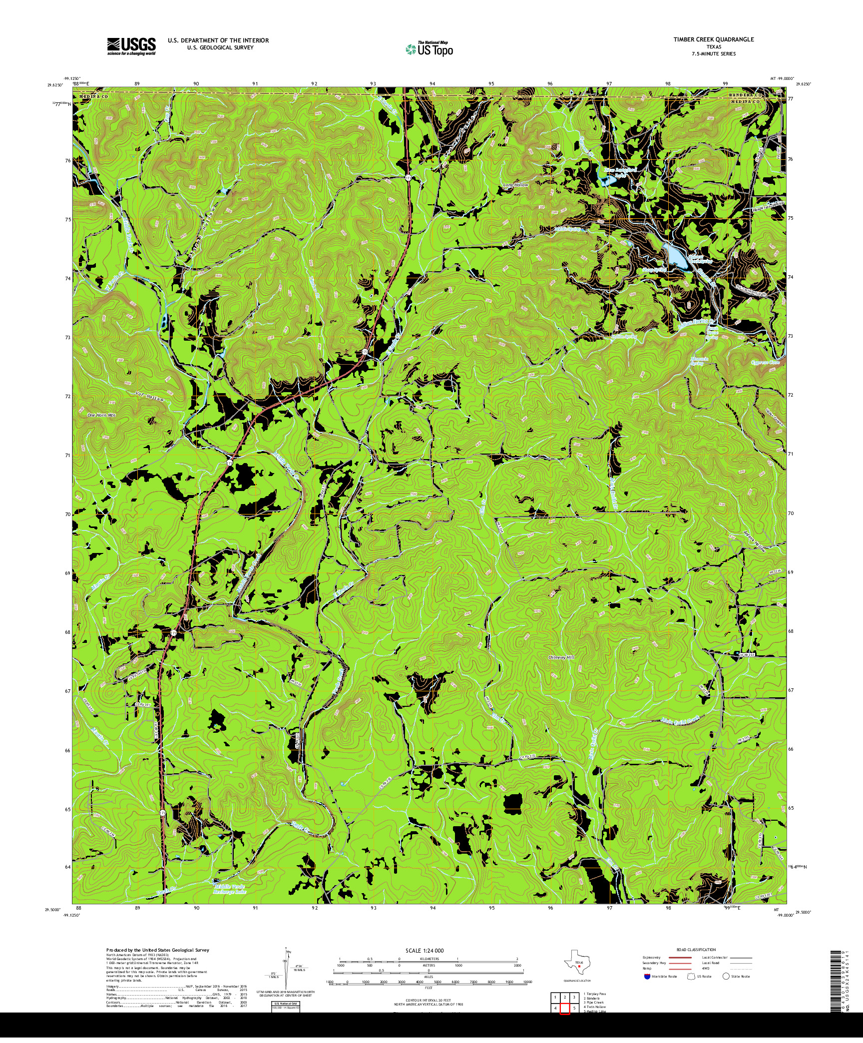 USGS US TOPO 7.5-MINUTE MAP FOR TIMBER CREEK, TX 2019