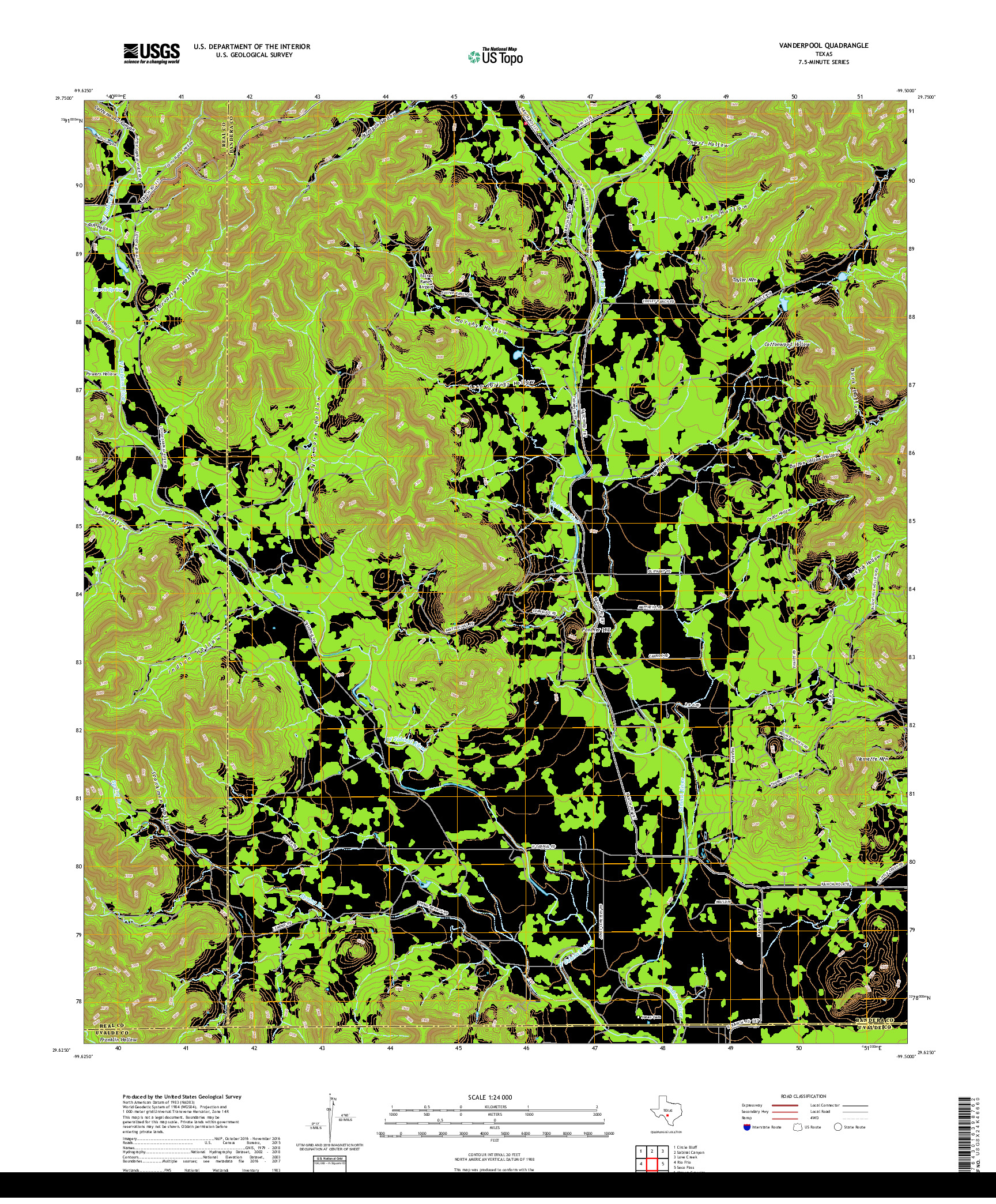 USGS US TOPO 7.5-MINUTE MAP FOR VANDERPOOL, TX 2019