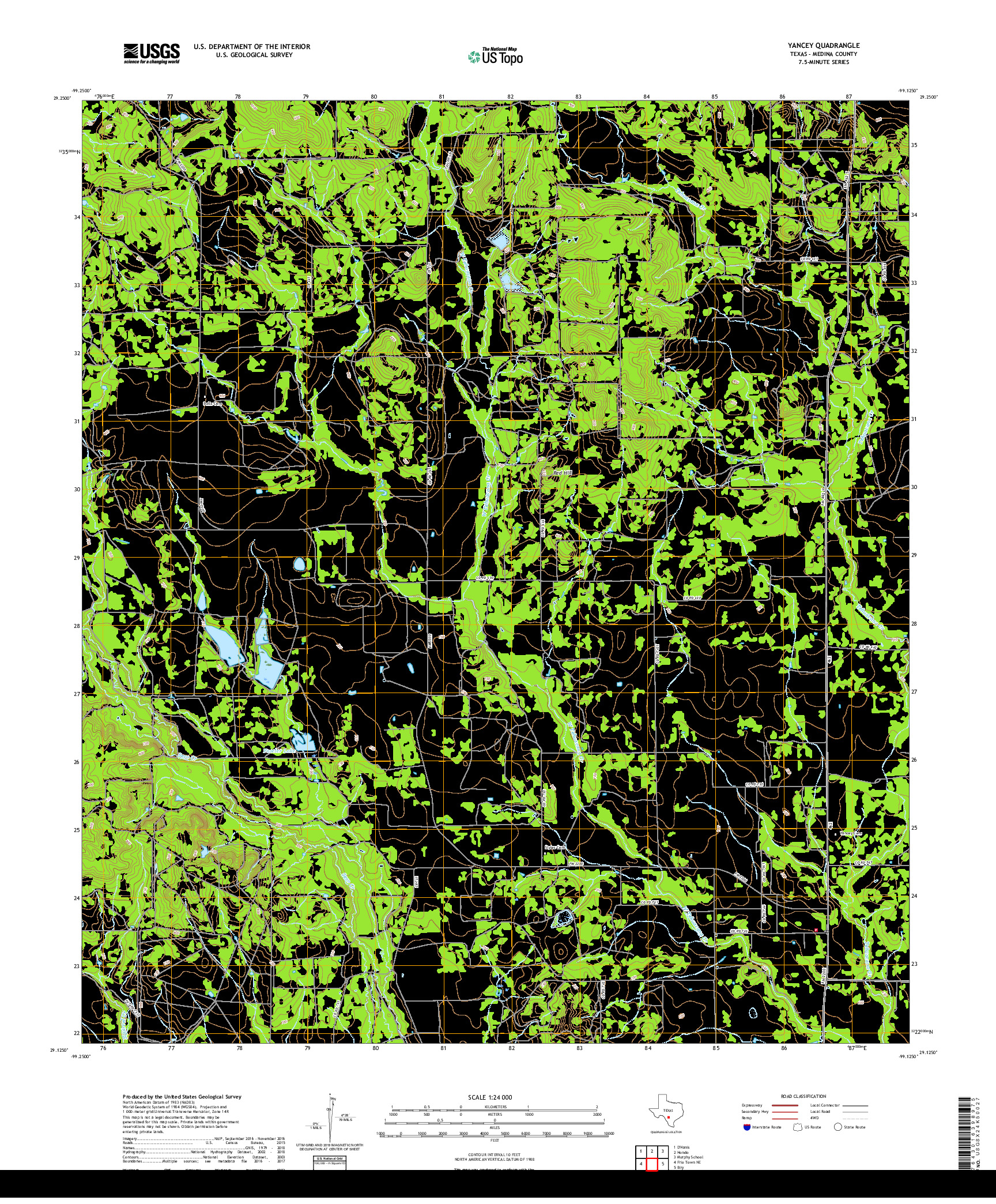 USGS US TOPO 7.5-MINUTE MAP FOR YANCEY, TX 2019