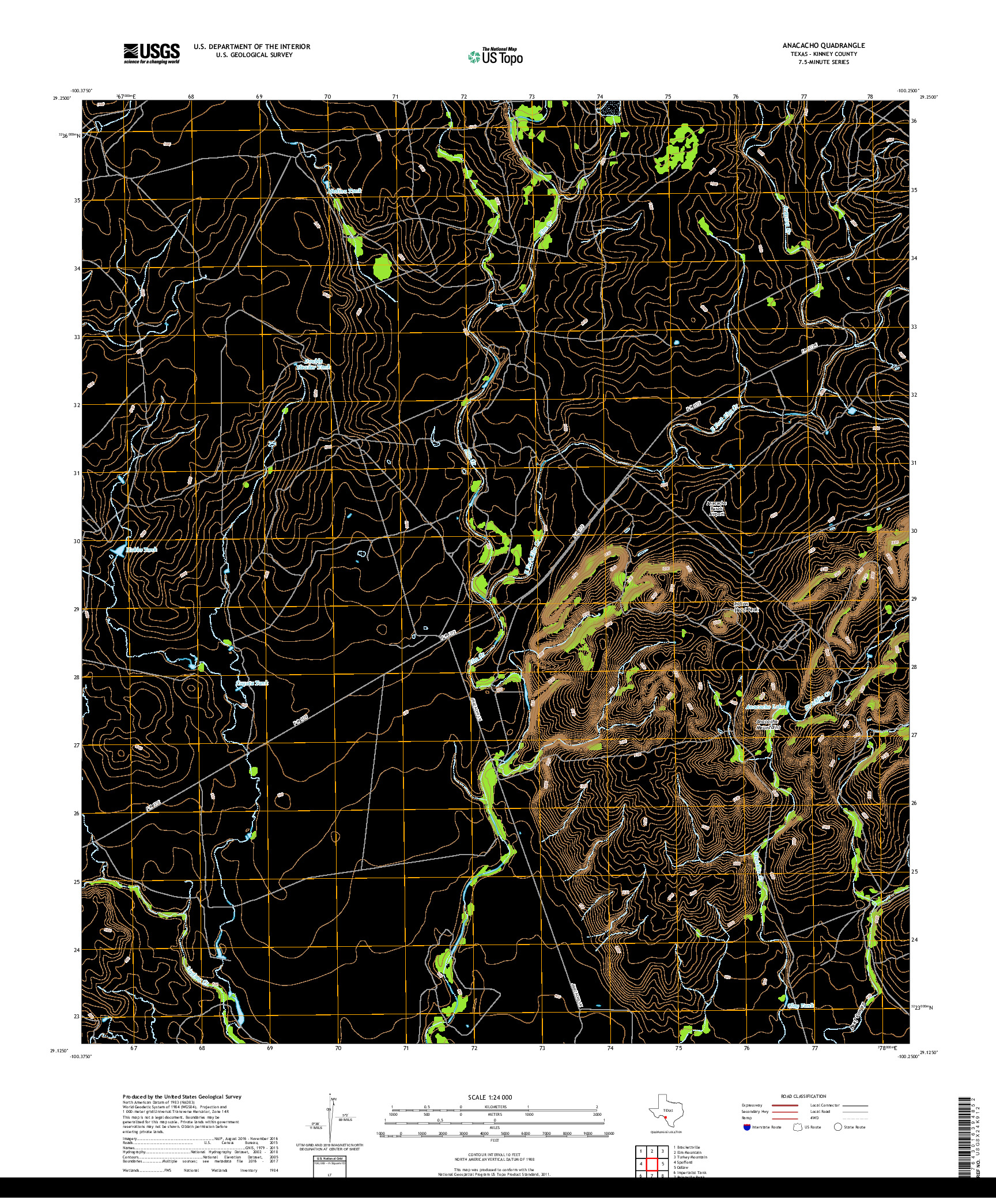 USGS US TOPO 7.5-MINUTE MAP FOR ANACACHO, TX 2019