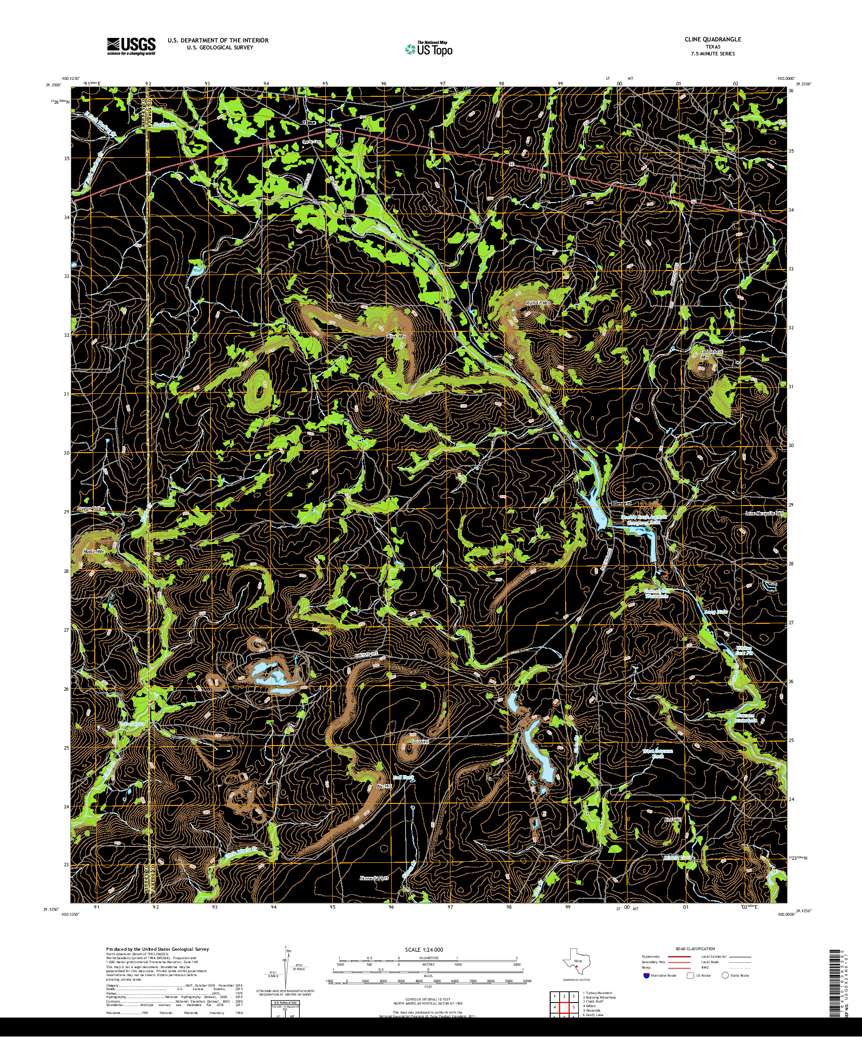 USGS US TOPO 7.5-MINUTE MAP FOR CLINE, TX 2019