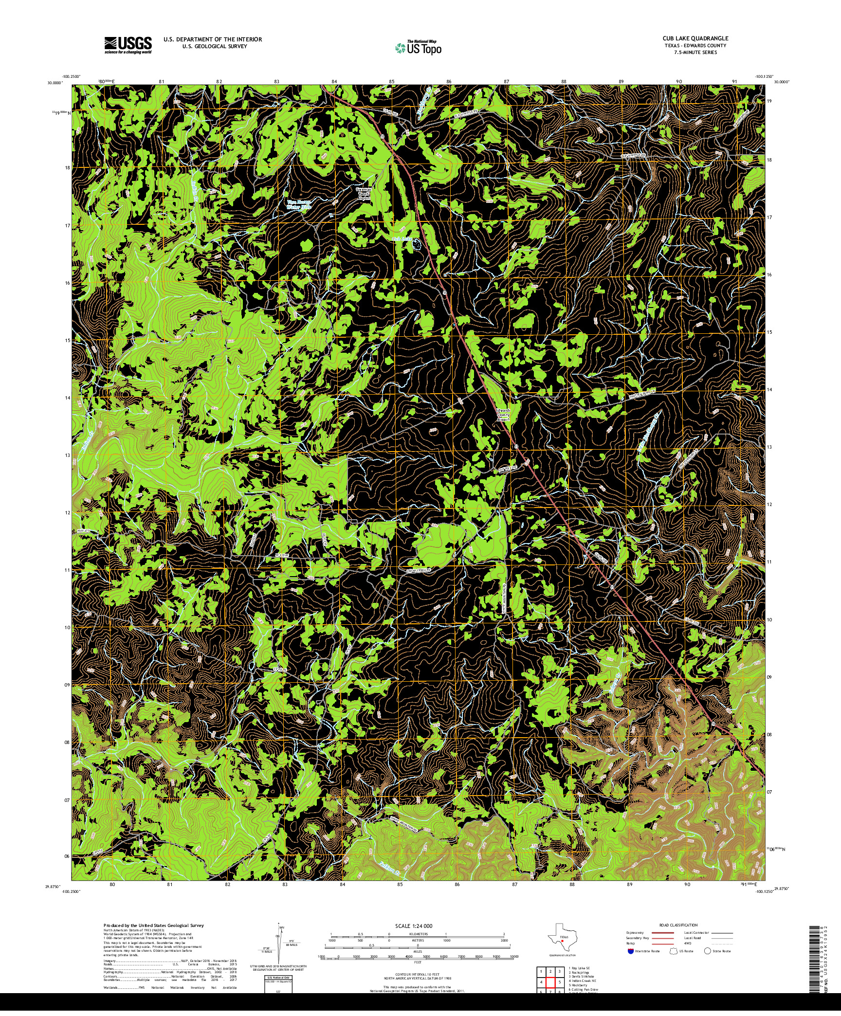 USGS US TOPO 7.5-MINUTE MAP FOR CUB LAKE, TX 2019