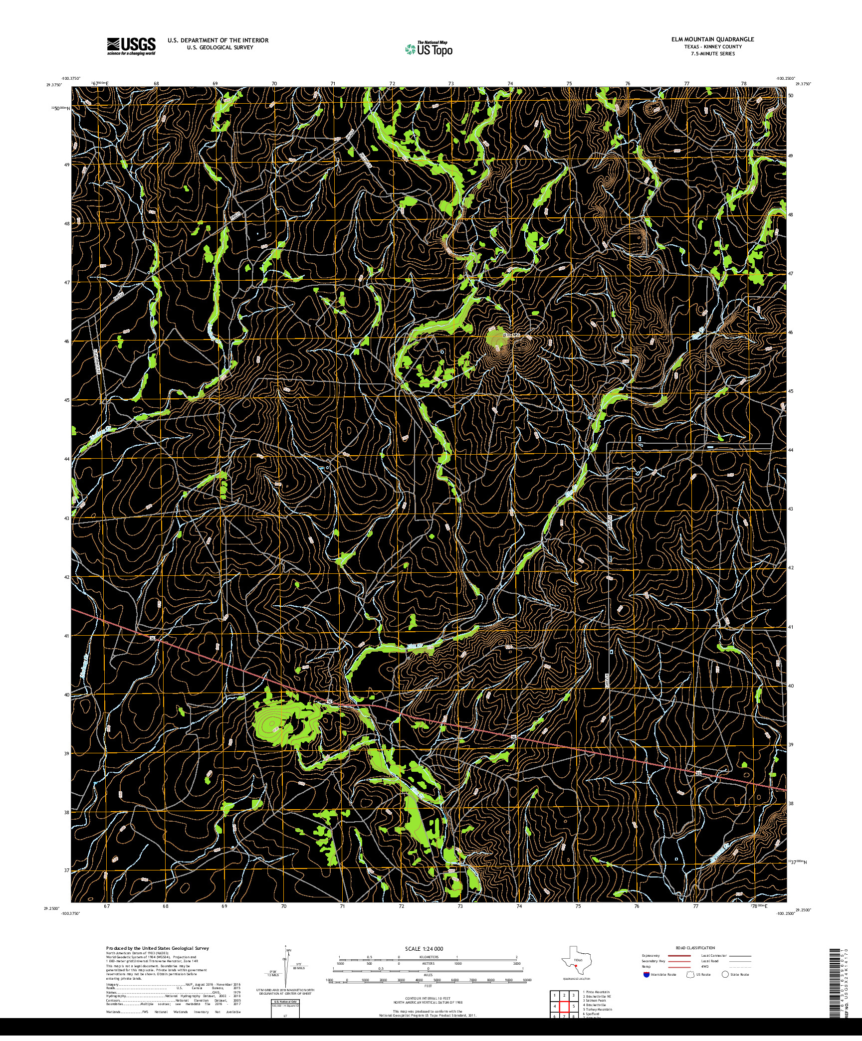 USGS US TOPO 7.5-MINUTE MAP FOR ELM MOUNTAIN, TX 2019