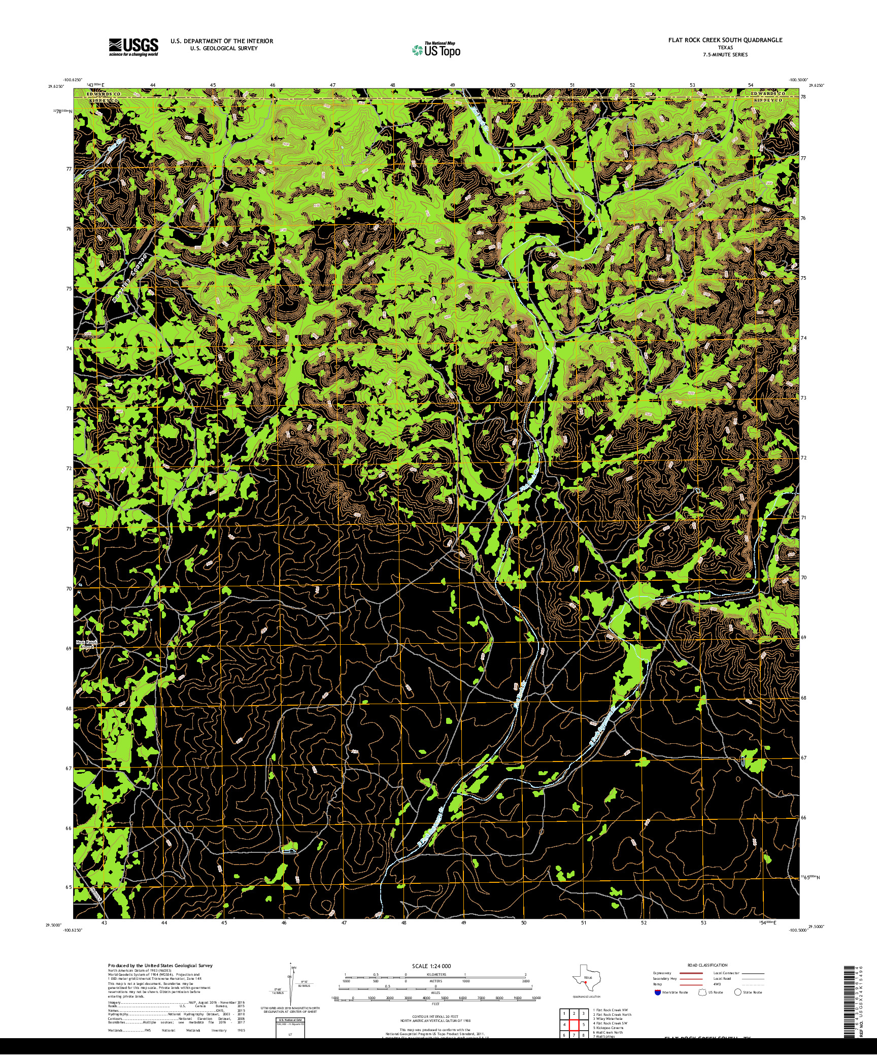 USGS US TOPO 7.5-MINUTE MAP FOR FLAT ROCK CREEK SOUTH, TX 2019