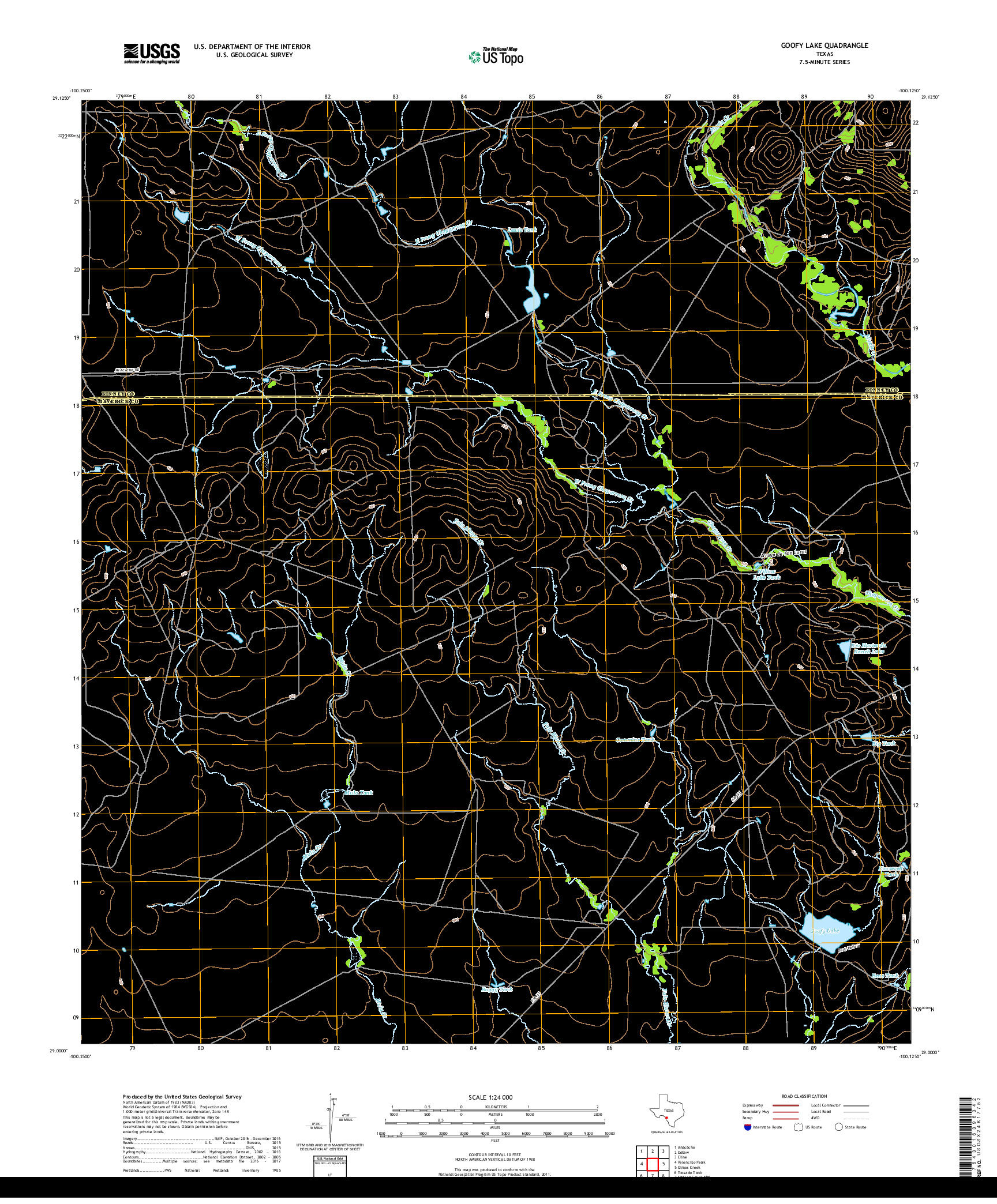 USGS US TOPO 7.5-MINUTE MAP FOR GOOFY LAKE, TX 2019