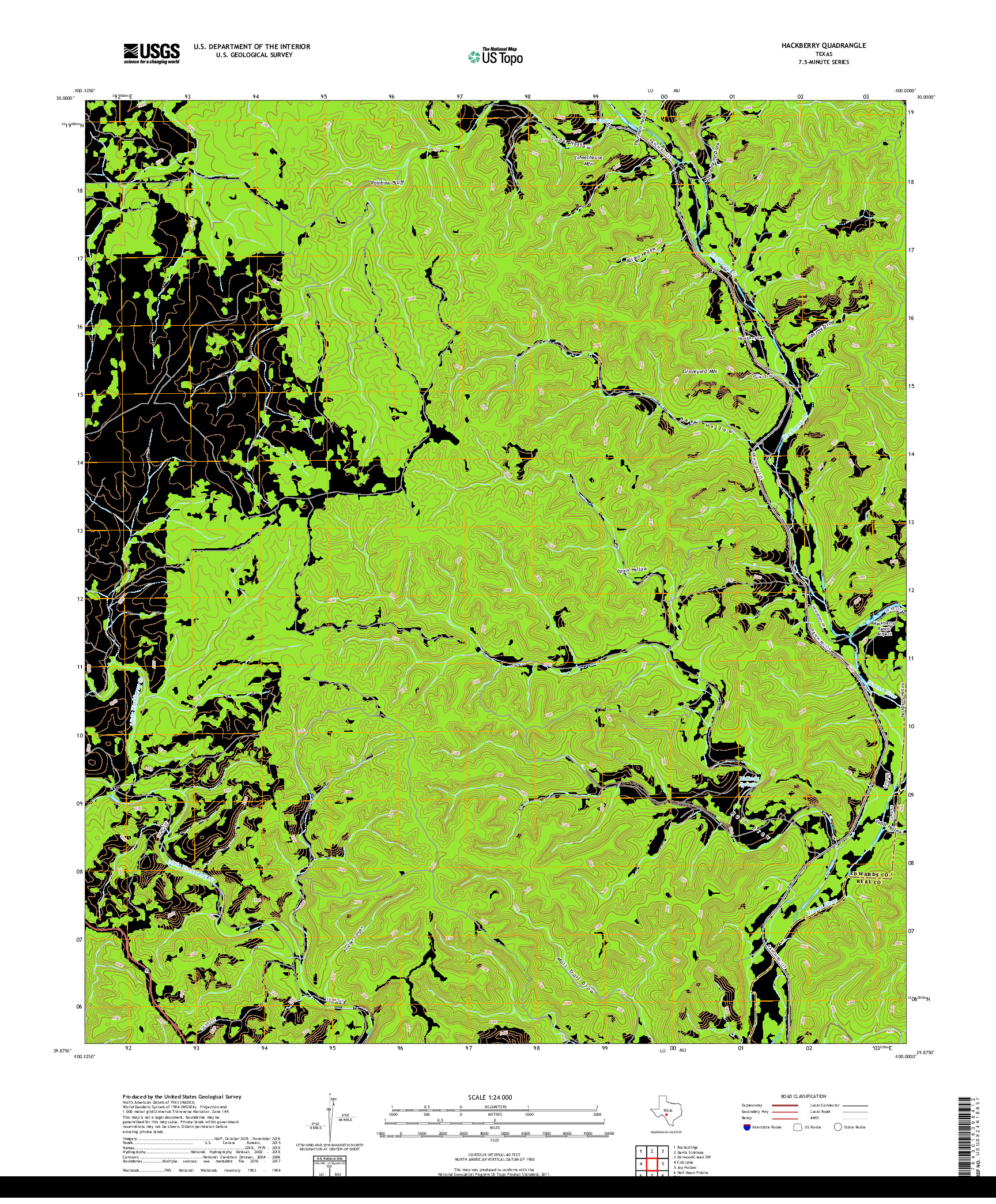 USGS US TOPO 7.5-MINUTE MAP FOR HACKBERRY, TX 2019