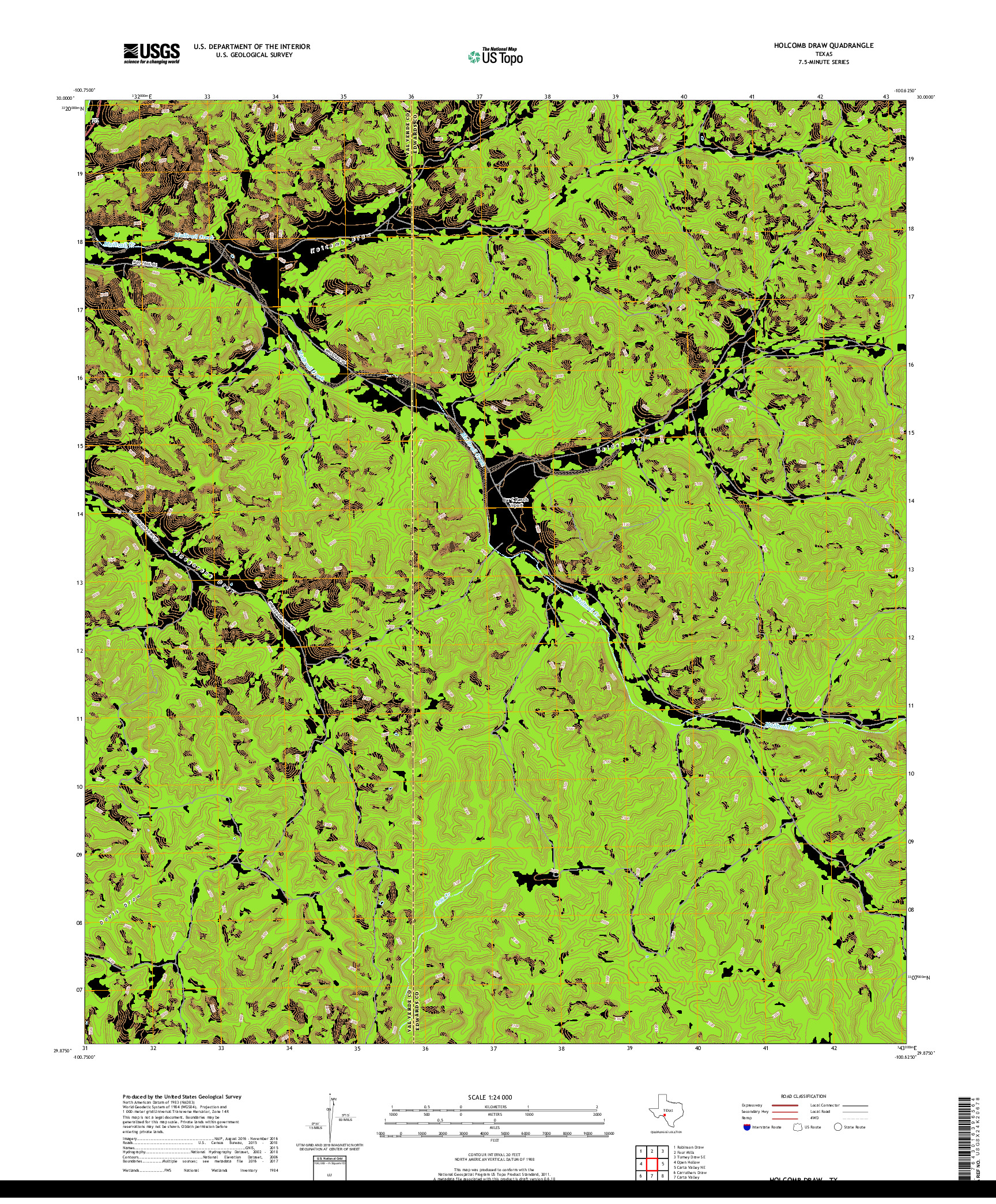 USGS US TOPO 7.5-MINUTE MAP FOR HOLCOMB DRAW, TX 2019