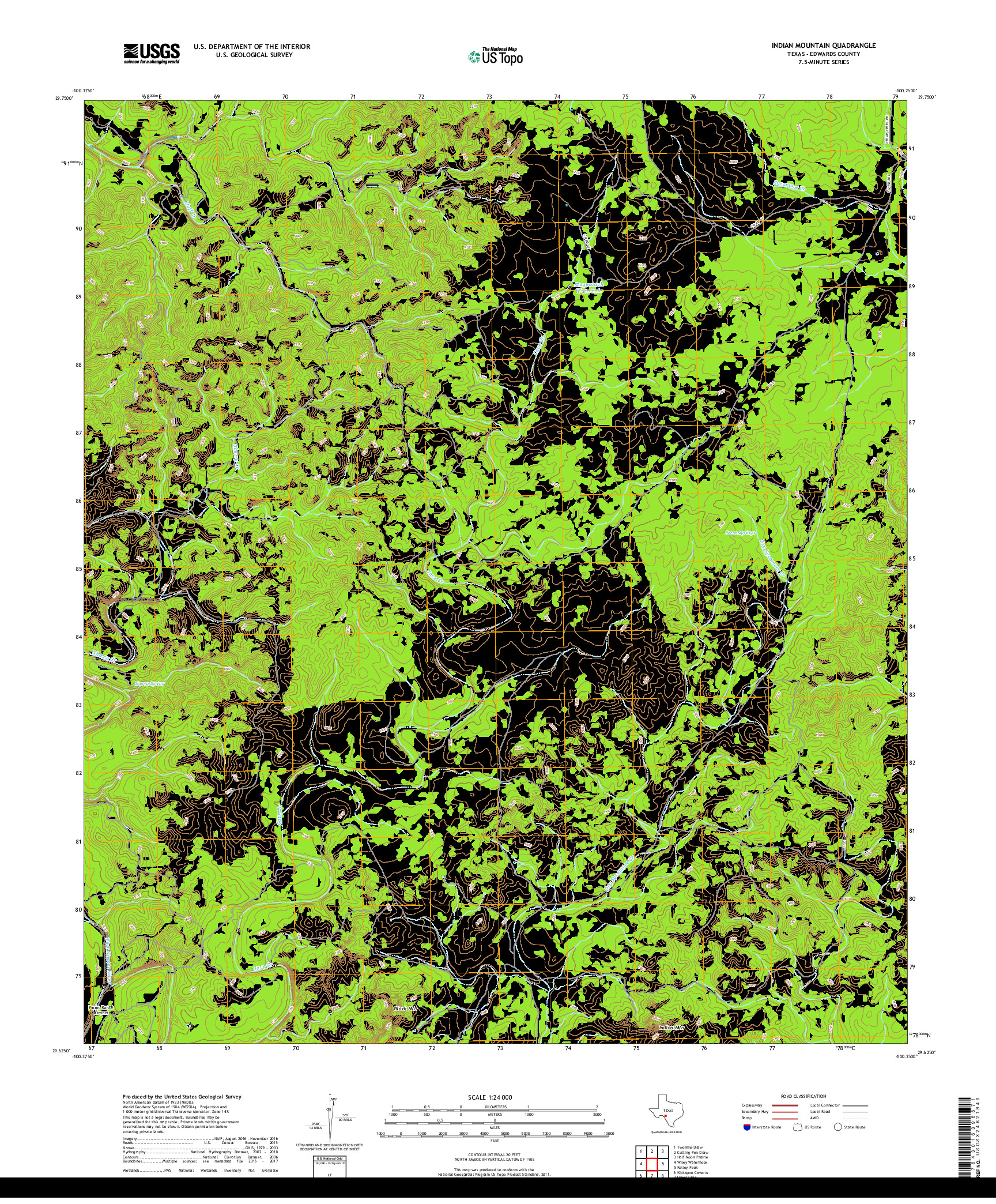 USGS US TOPO 7.5-MINUTE MAP FOR INDIAN MOUNTAIN, TX 2019