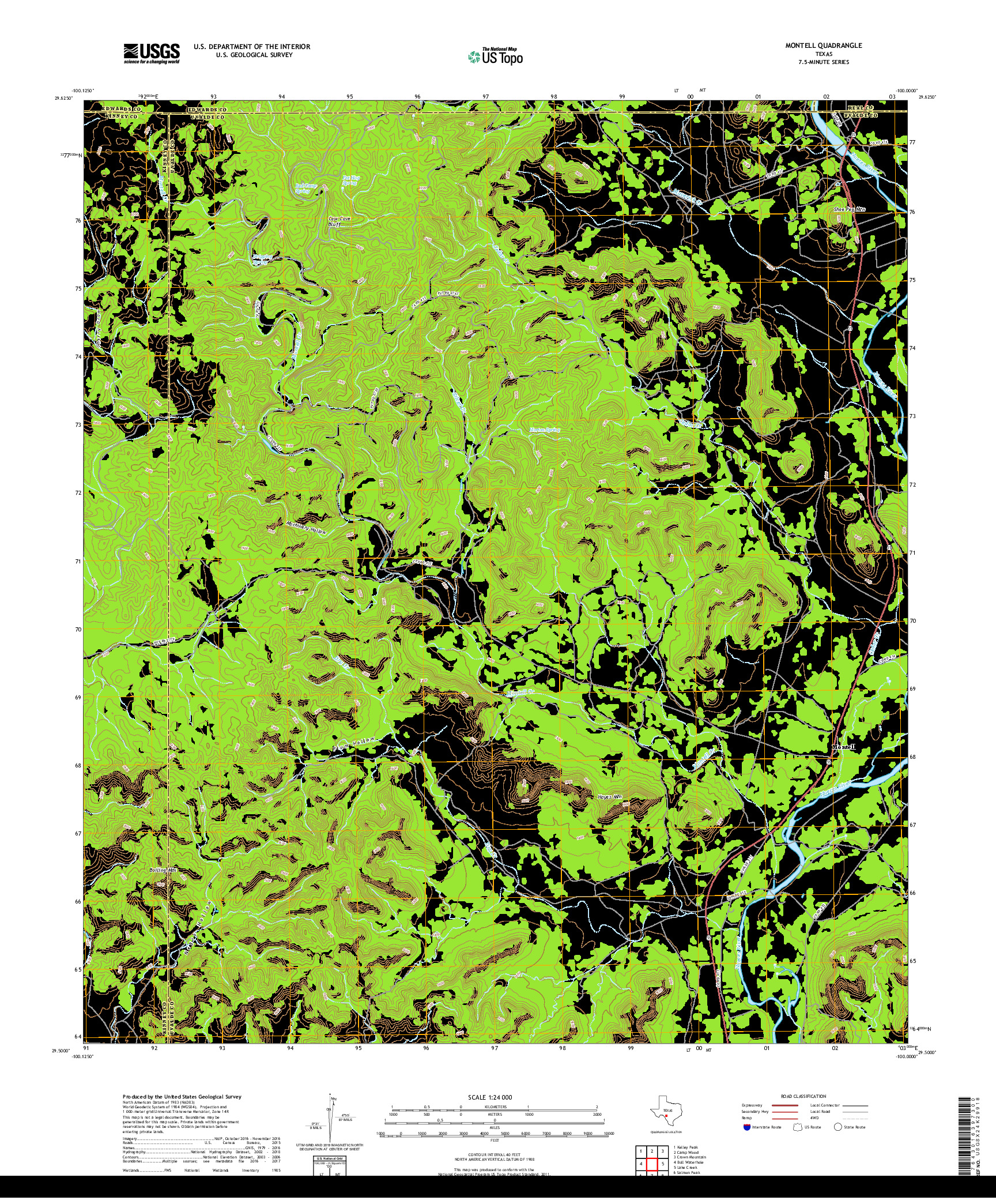 USGS US TOPO 7.5-MINUTE MAP FOR MONTELL, TX 2019