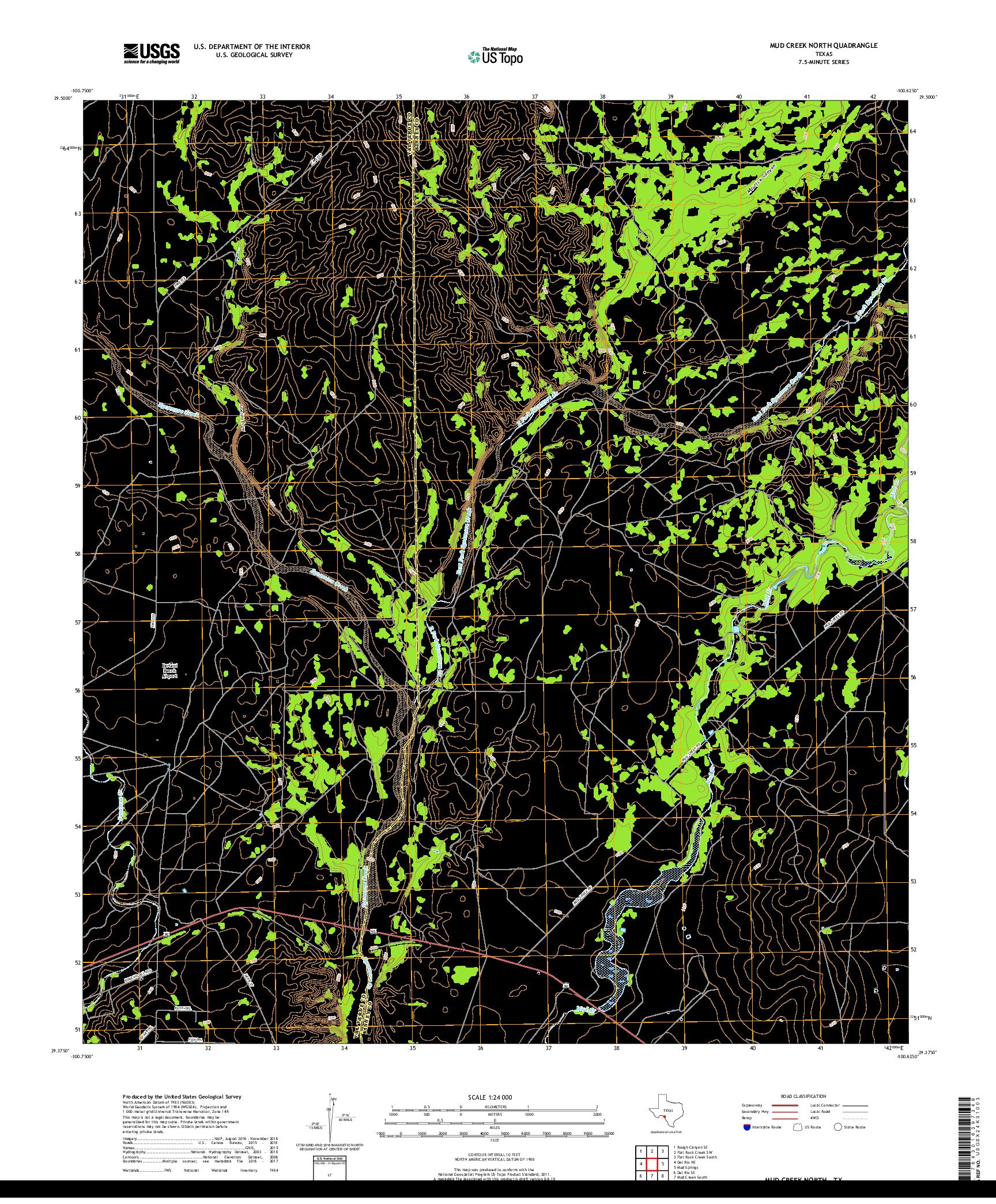 USGS US TOPO 7.5-MINUTE MAP FOR MUD CREEK NORTH, TX 2019