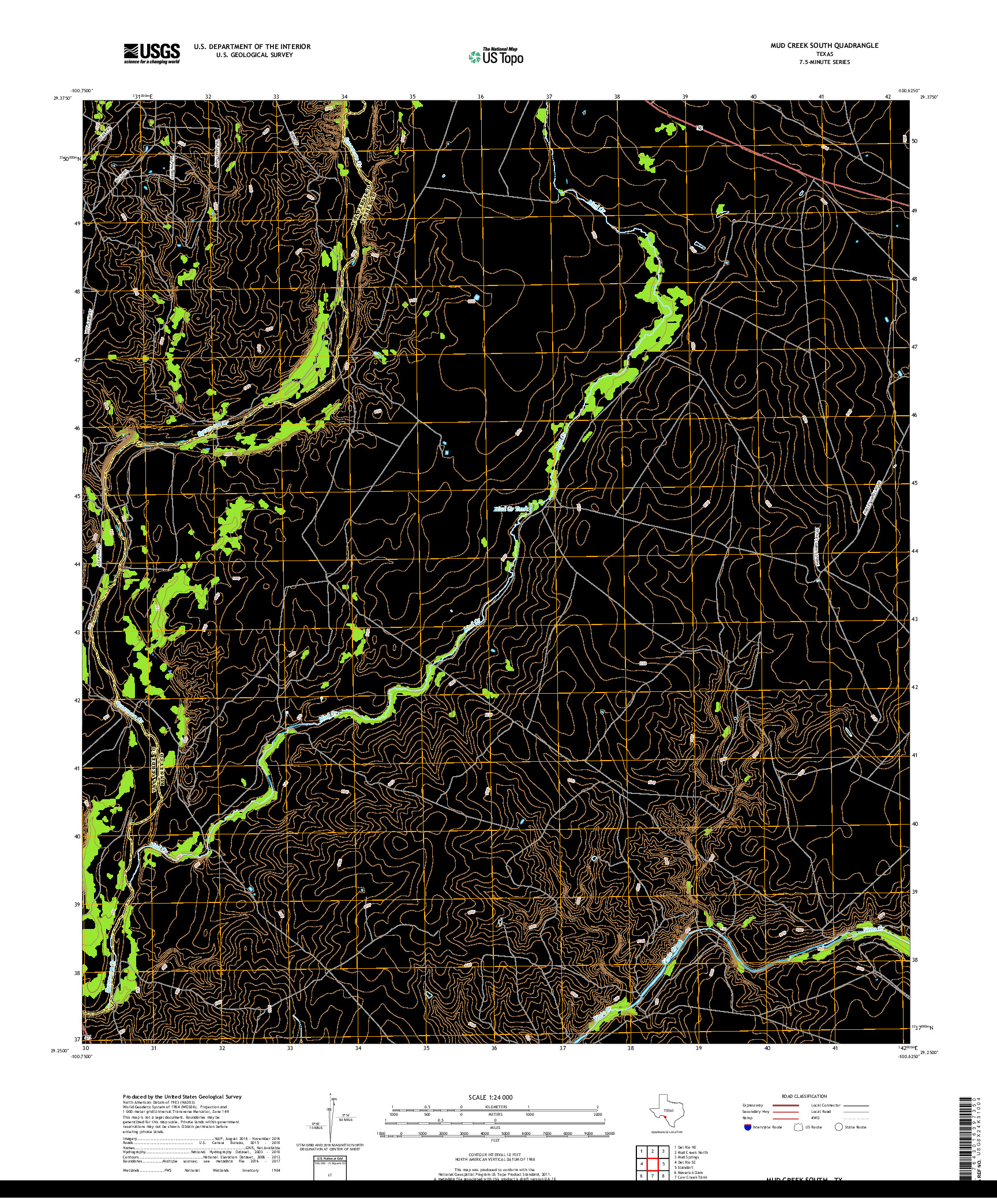 USGS US TOPO 7.5-MINUTE MAP FOR MUD CREEK SOUTH, TX 2019