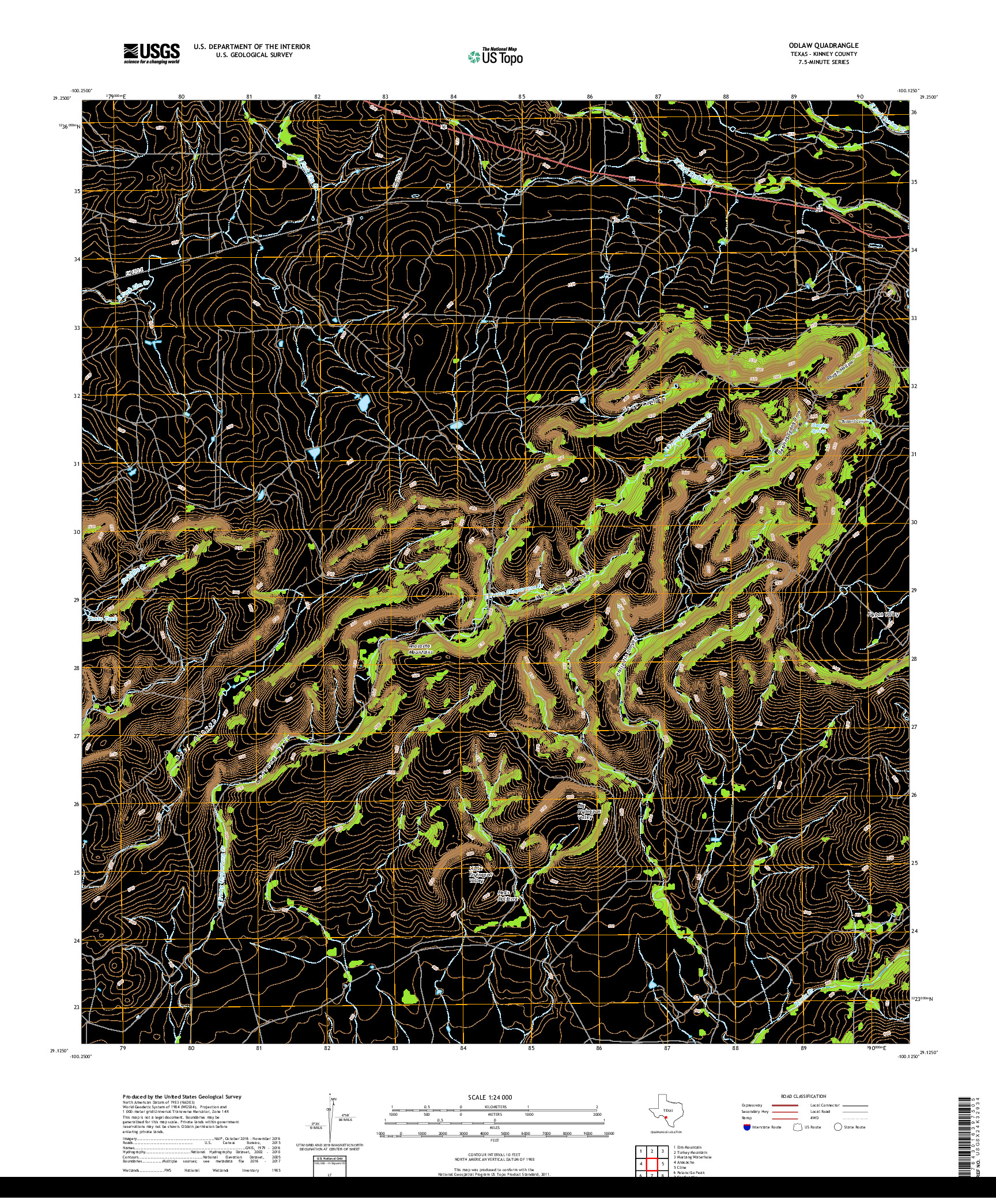 USGS US TOPO 7.5-MINUTE MAP FOR ODLAW, TX 2019