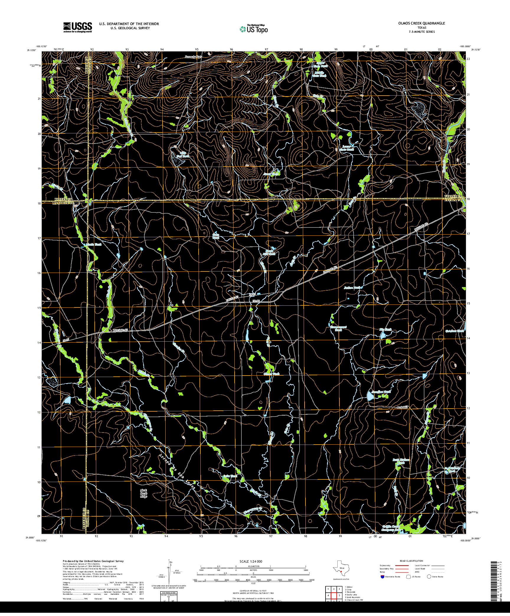 USGS US TOPO 7.5-MINUTE MAP FOR OLMOS CREEK, TX 2019