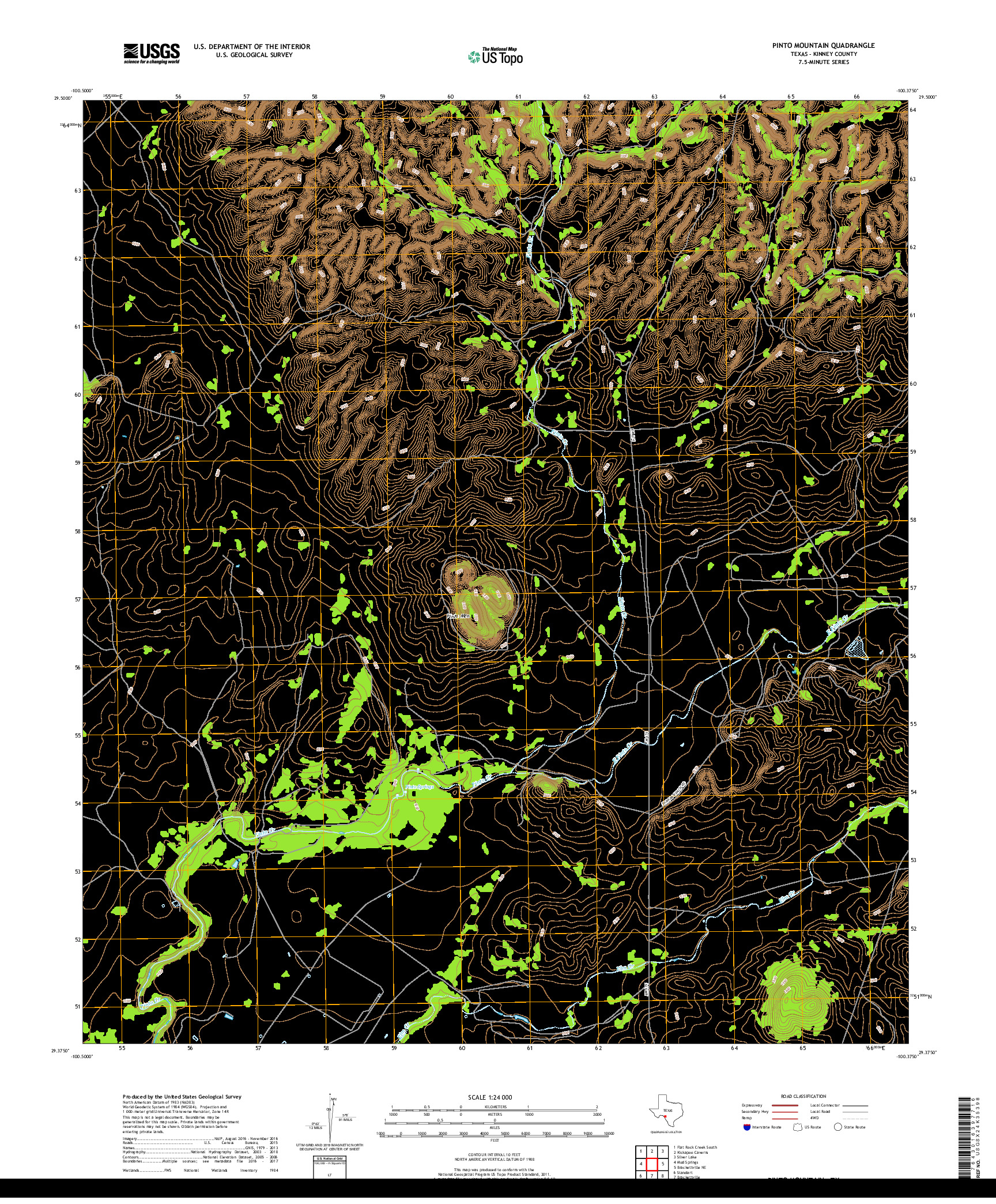 USGS US TOPO 7.5-MINUTE MAP FOR PINTO MOUNTAIN, TX 2019