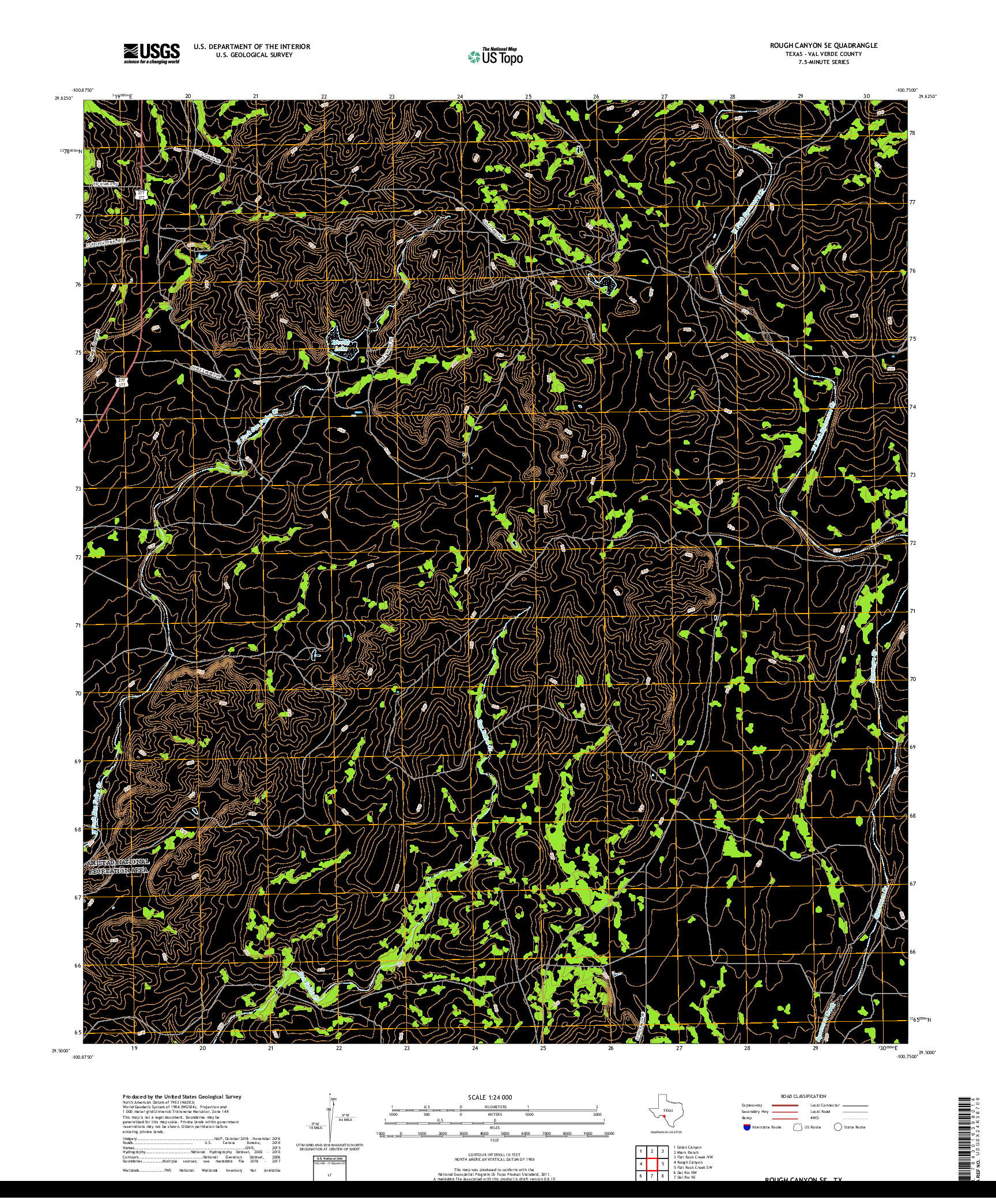 USGS US TOPO 7.5-MINUTE MAP FOR ROUGH CANYON SE, TX 2019