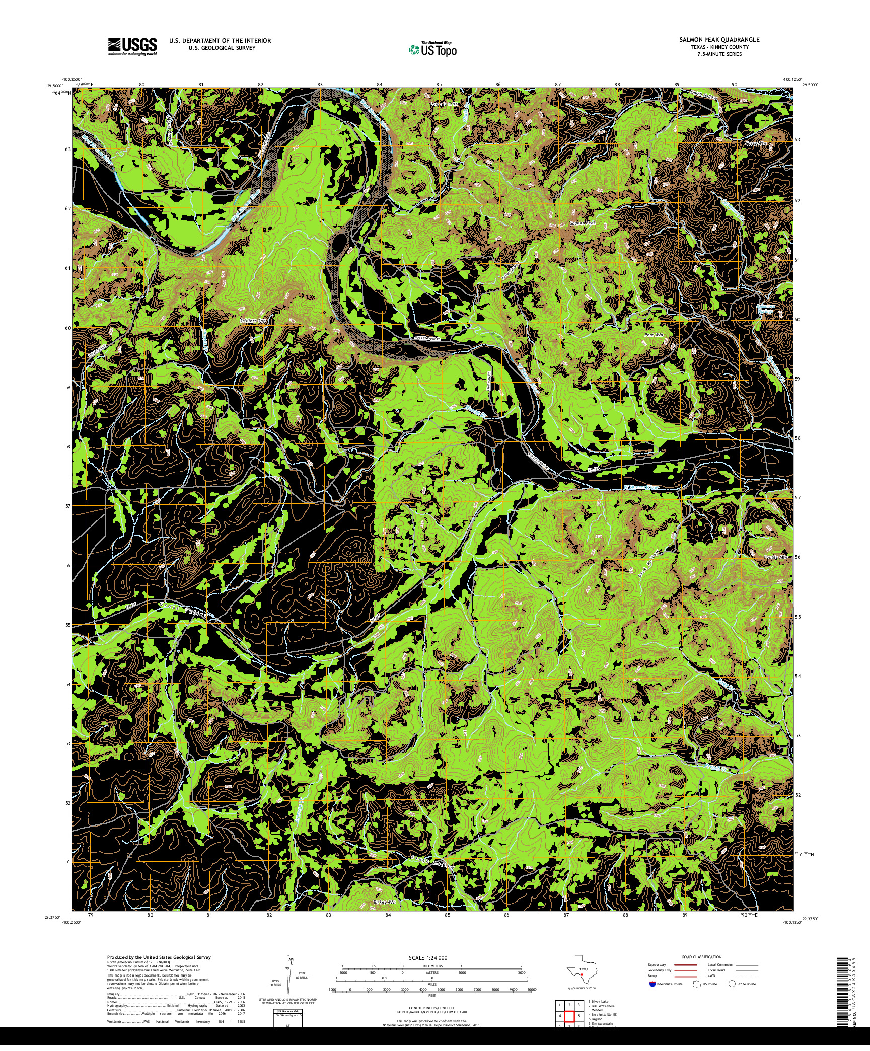 USGS US TOPO 7.5-MINUTE MAP FOR SALMON PEAK, TX 2019