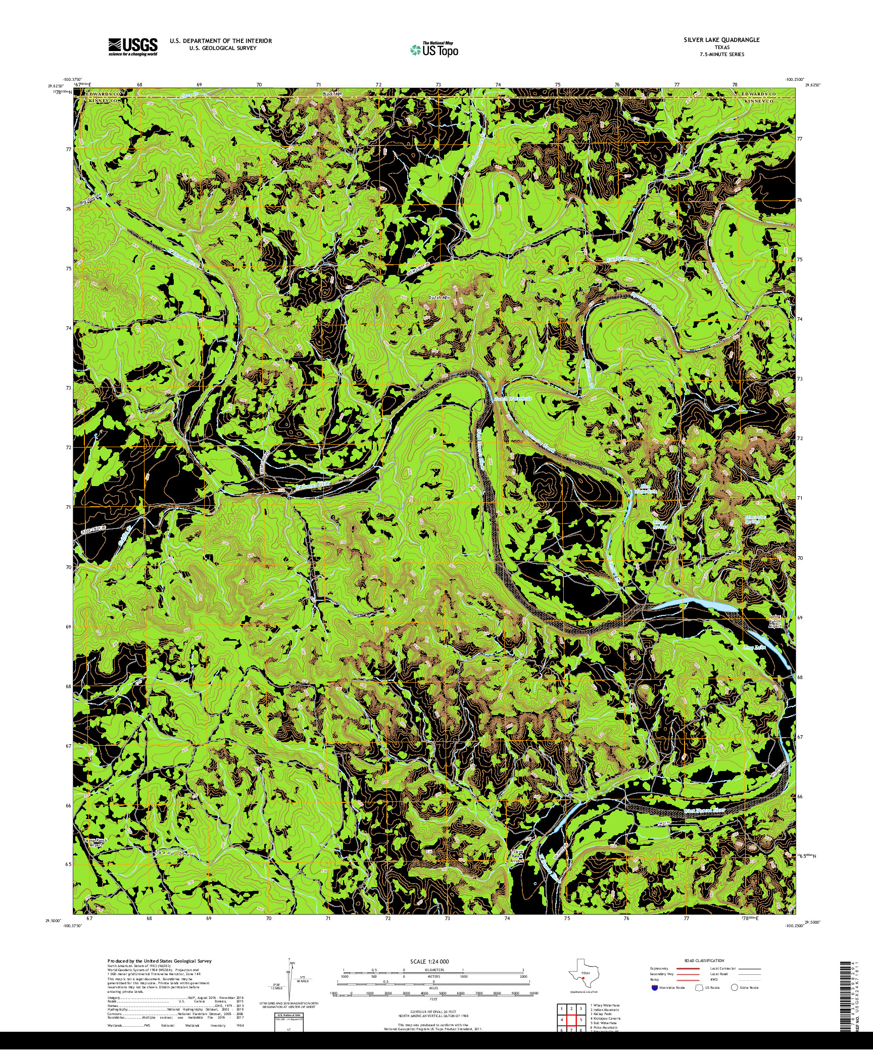 USGS US TOPO 7.5-MINUTE MAP FOR SILVER LAKE, TX 2019