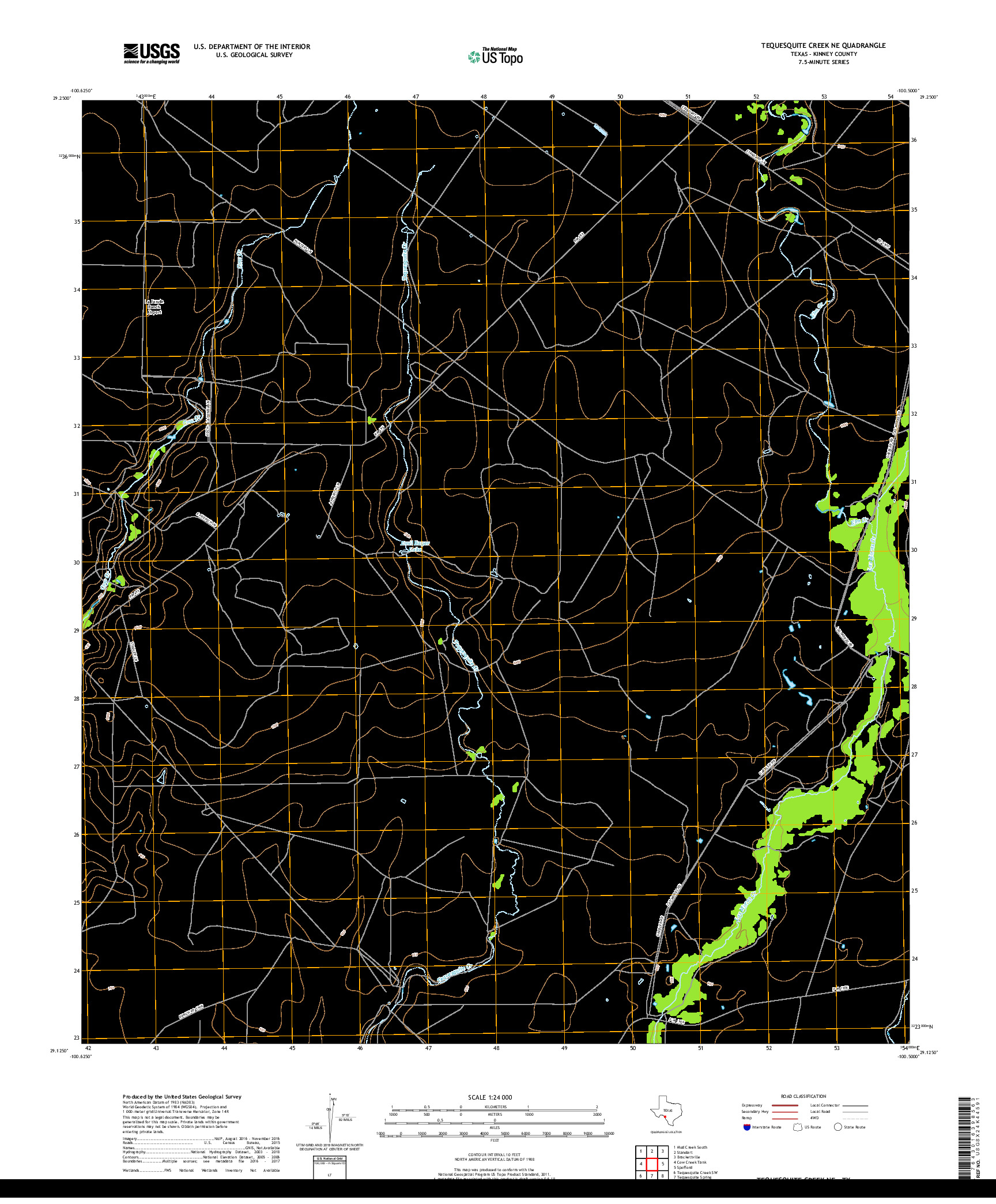 USGS US TOPO 7.5-MINUTE MAP FOR TEQUESQUITE CREEK NE, TX 2019