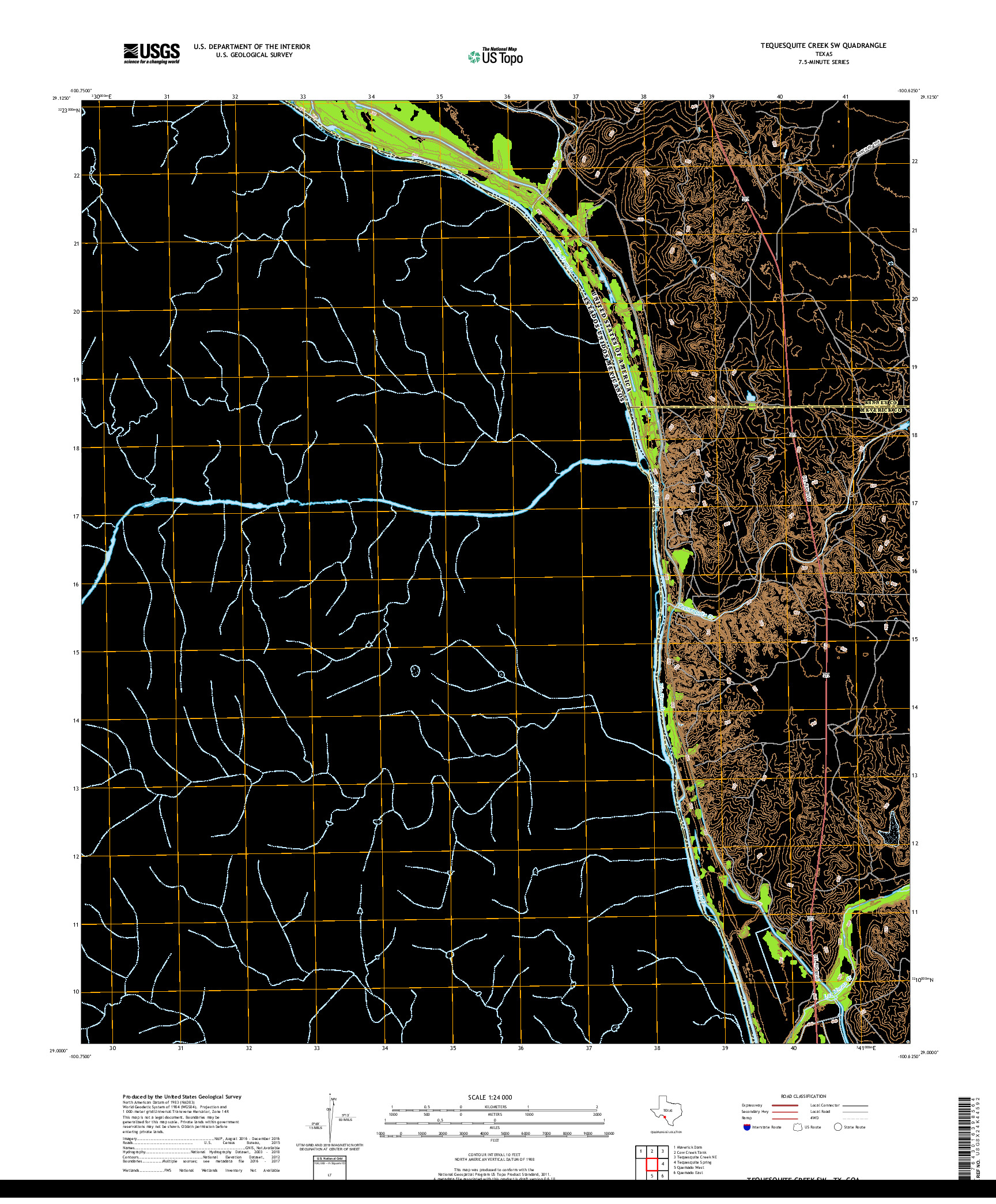 USGS US TOPO 7.5-MINUTE MAP FOR TEQUESQUITE CREEK SW, TX,COA 2019