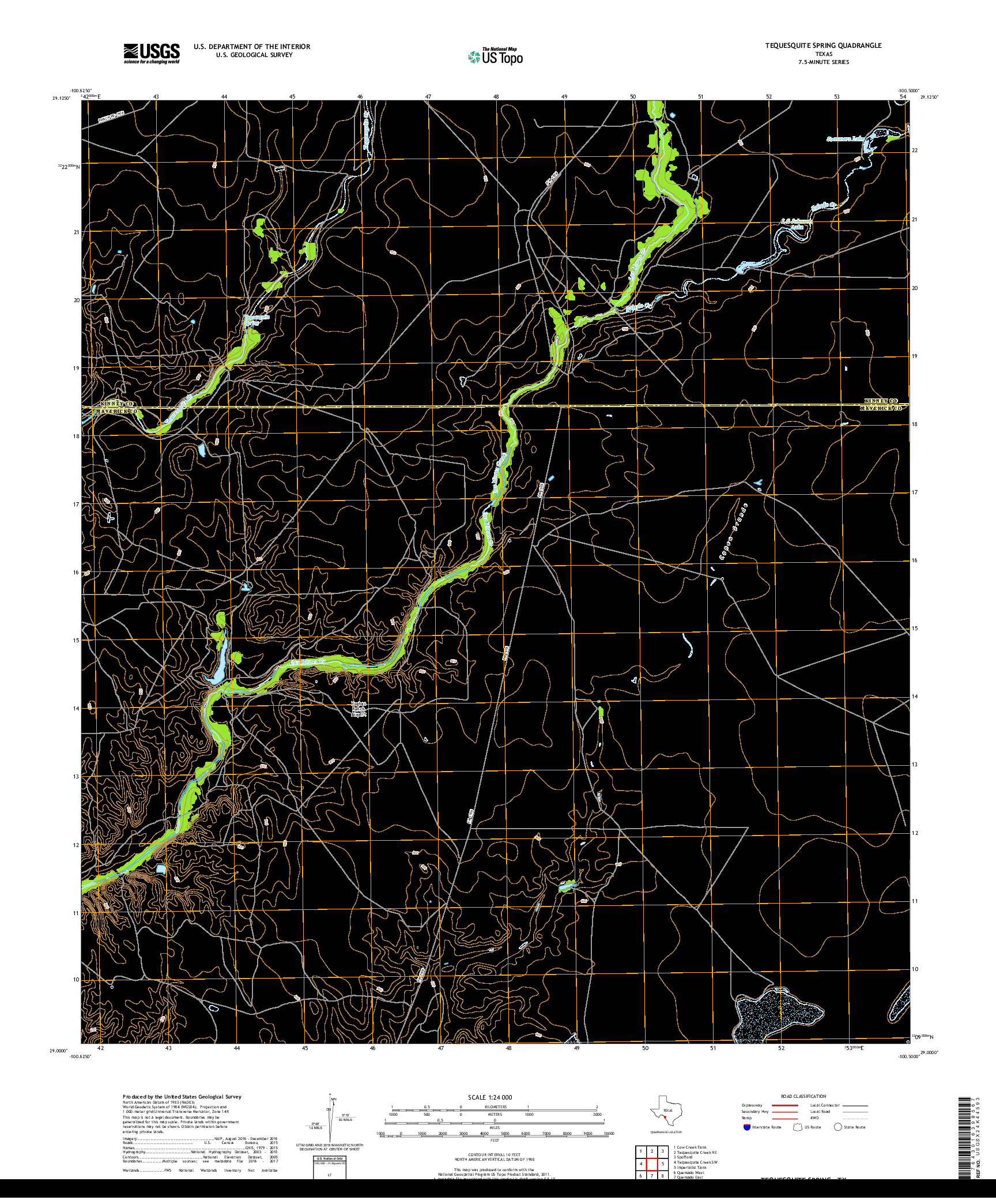 USGS US TOPO 7.5-MINUTE MAP FOR TEQUESQUITE SPRING, TX 2019