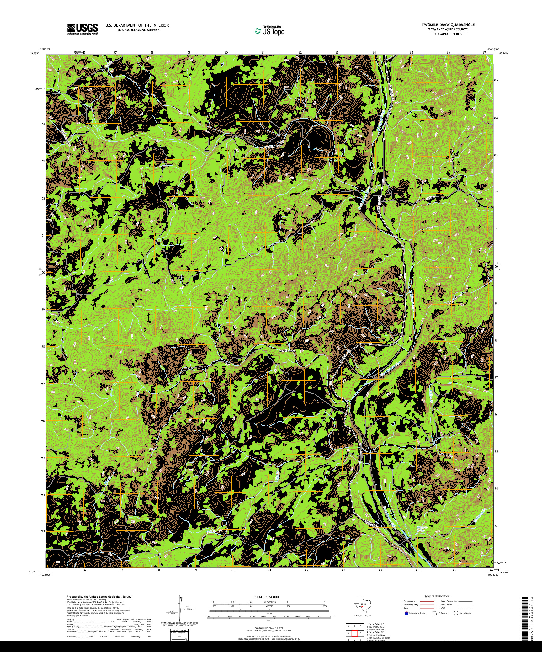 USGS US TOPO 7.5-MINUTE MAP FOR TWOMILE DRAW, TX 2019