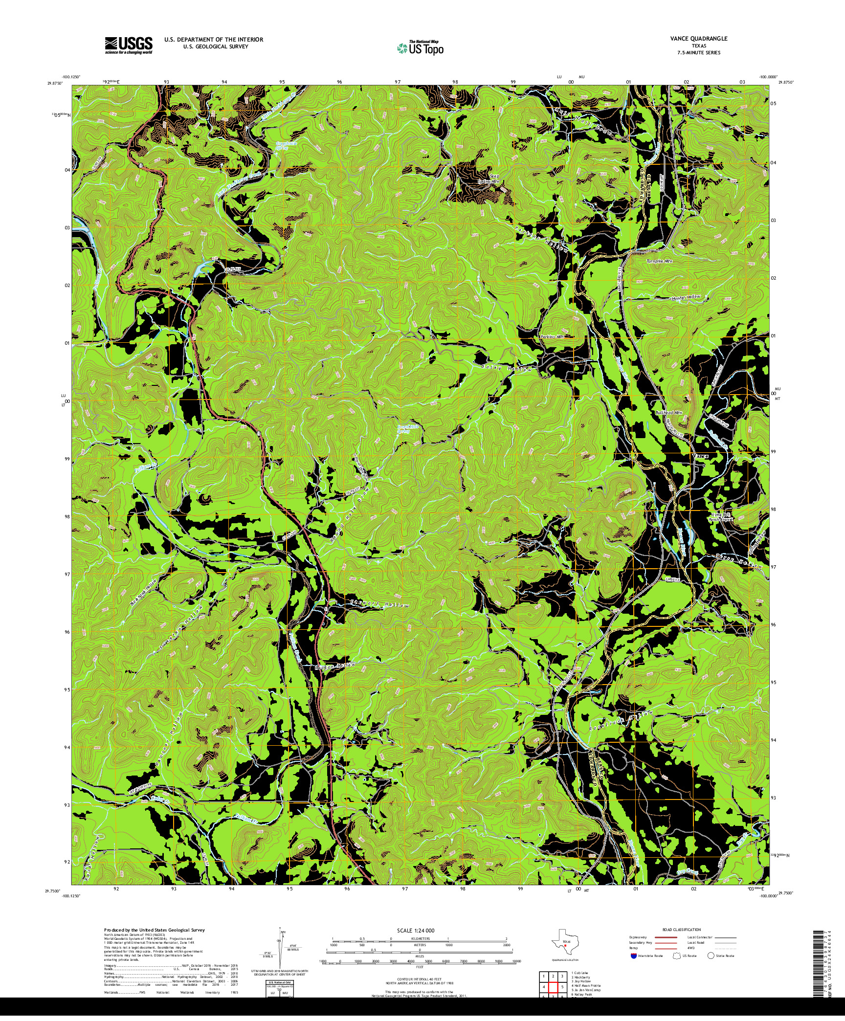 USGS US TOPO 7.5-MINUTE MAP FOR VANCE, TX 2019