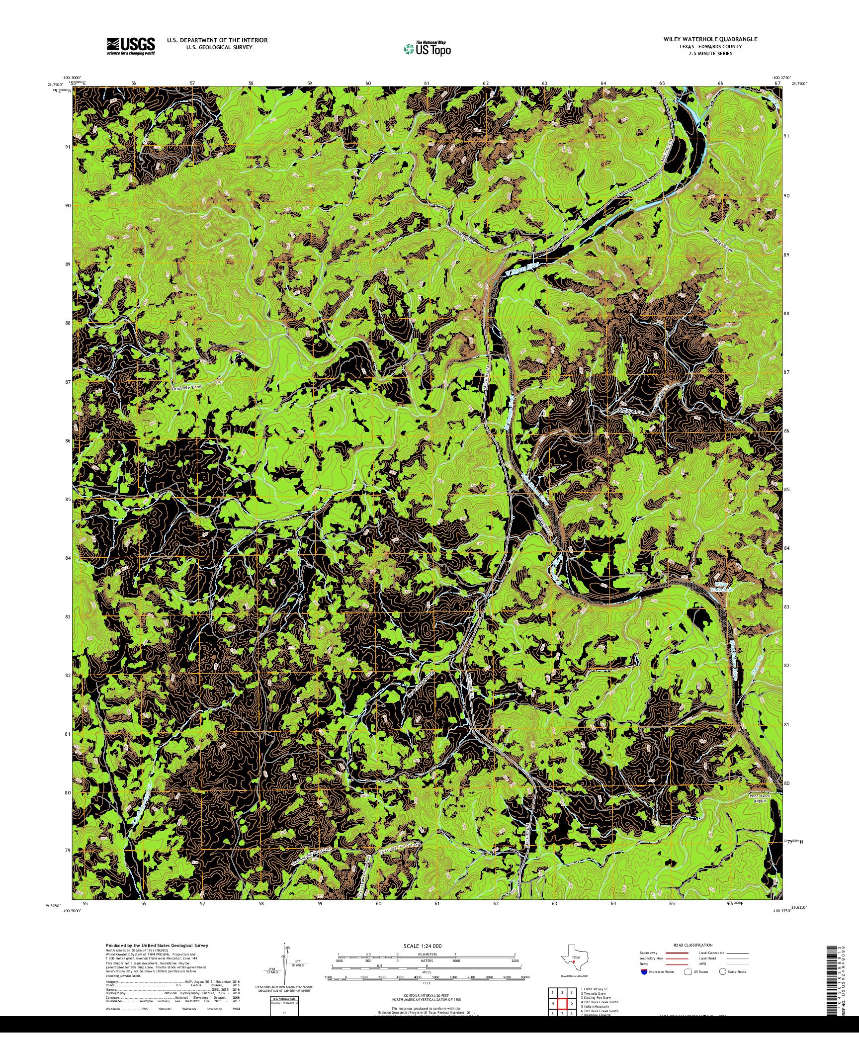 USGS US TOPO 7.5-MINUTE MAP FOR WILEY WATERHOLE, TX 2019