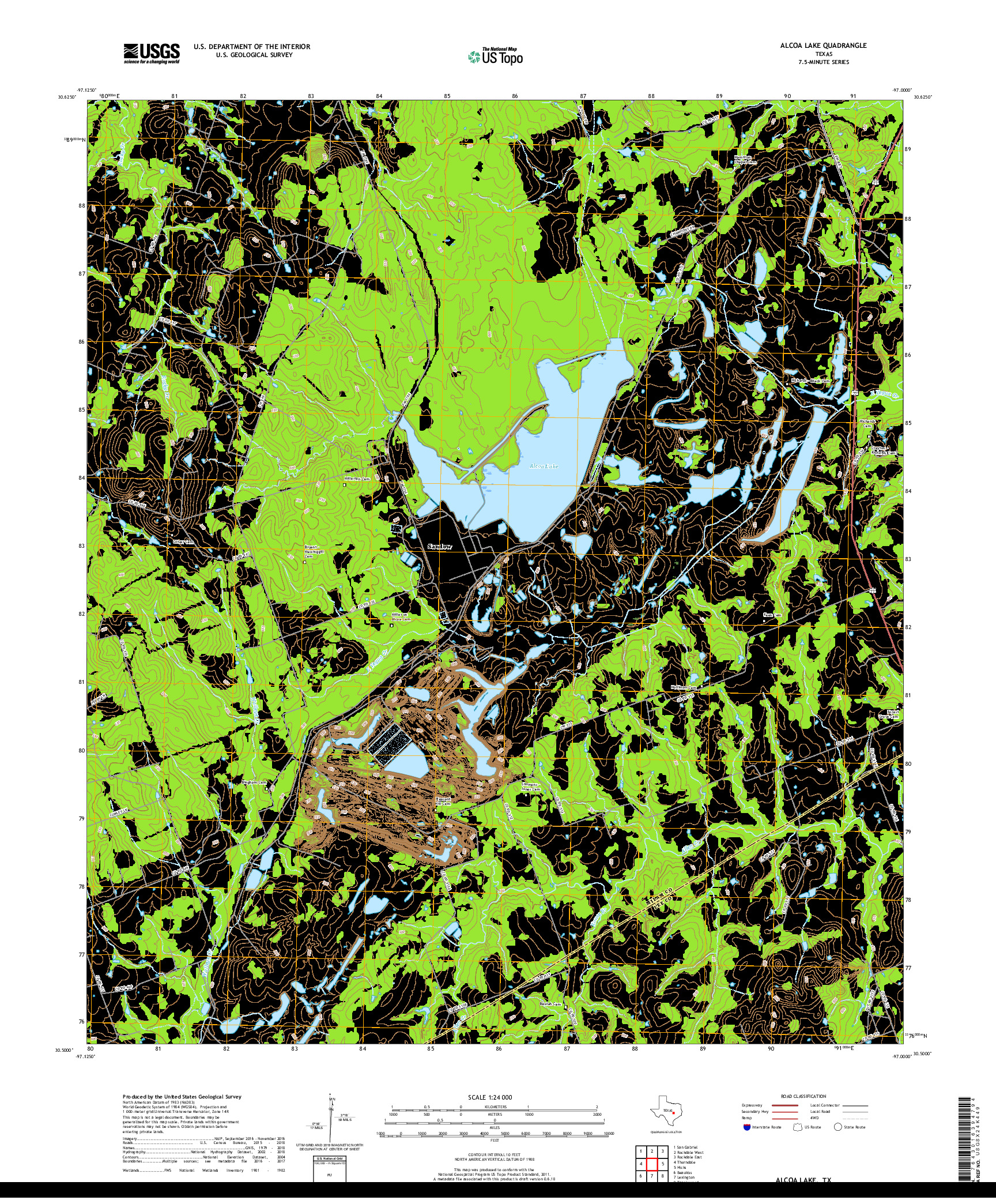 USGS US TOPO 7.5-MINUTE MAP FOR ALCOA LAKE, TX 2019