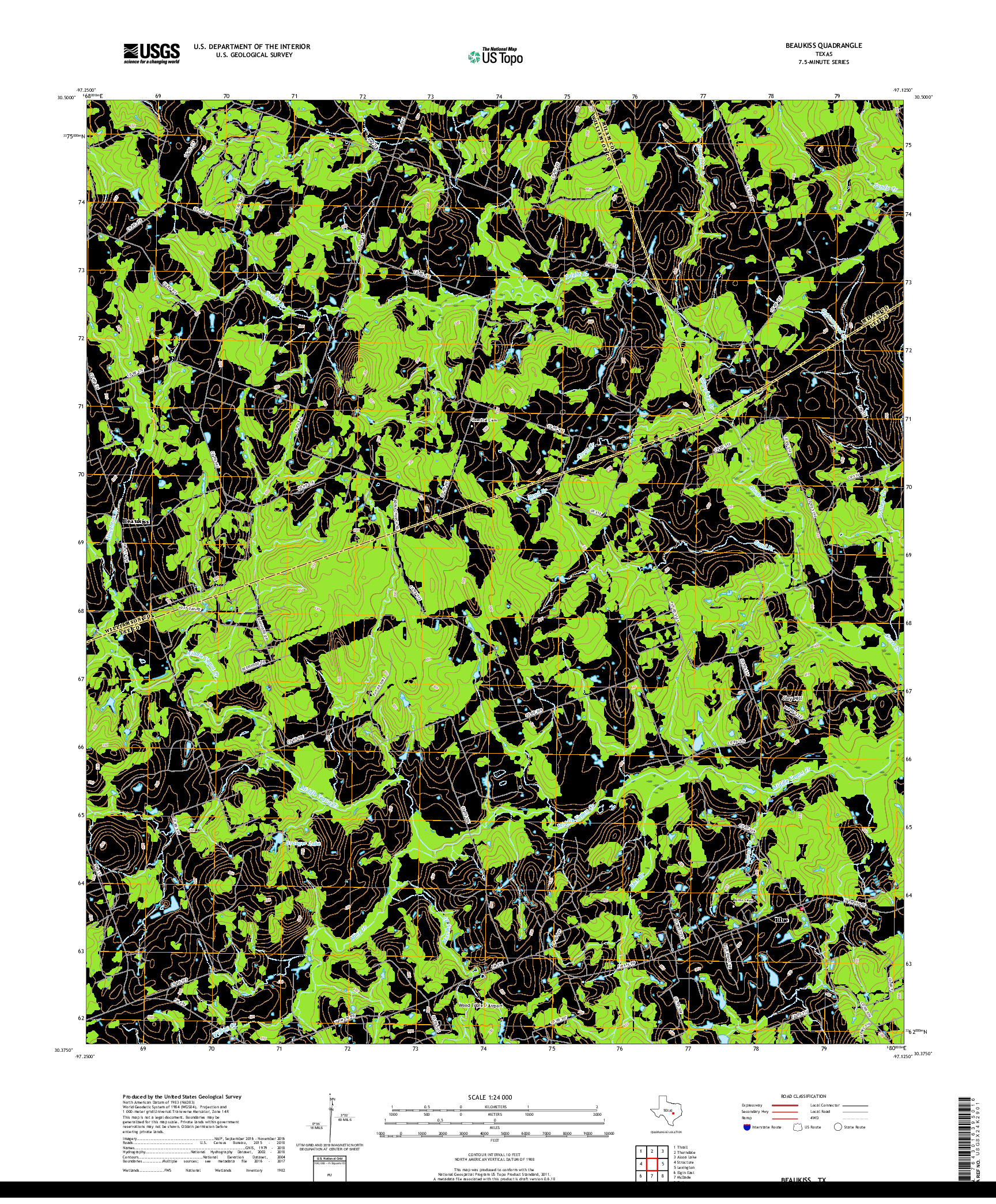 USGS US TOPO 7.5-MINUTE MAP FOR BEAUKISS, TX 2019