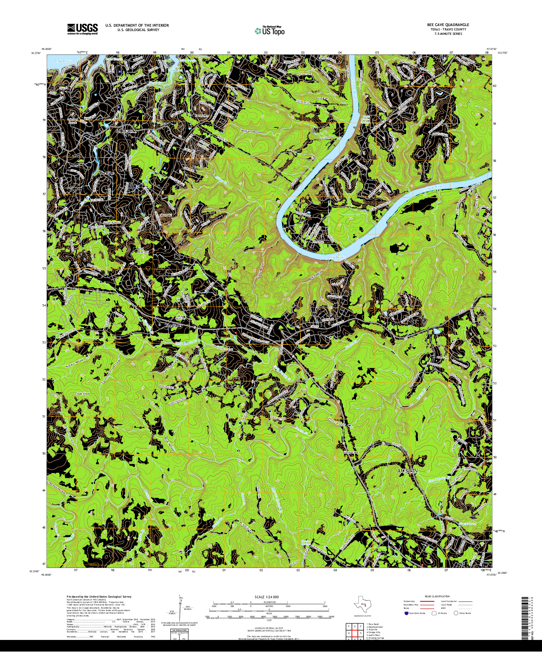 USGS US TOPO 7.5-MINUTE MAP FOR BEE CAVE, TX 2019