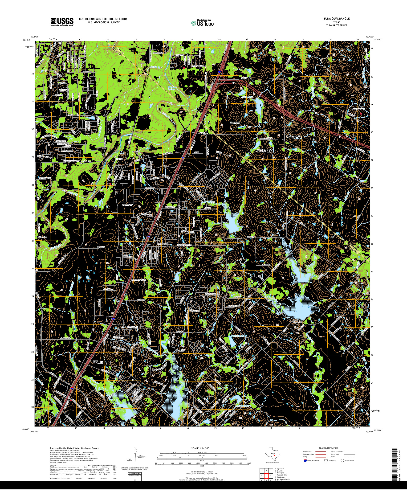 USGS US TOPO 7.5-MINUTE MAP FOR BUDA, TX 2019