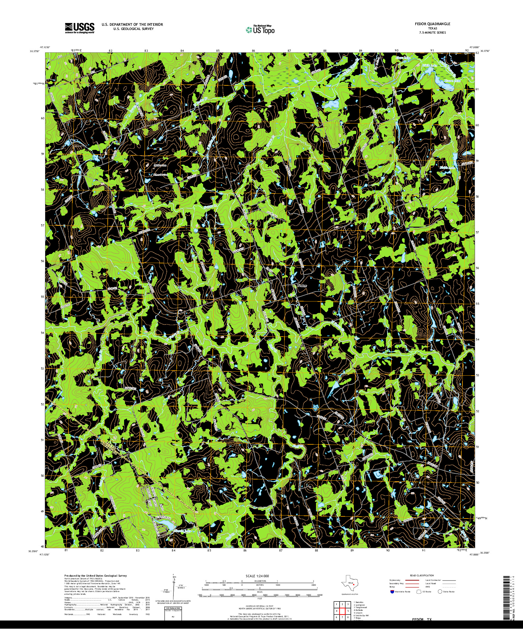 USGS US TOPO 7.5-MINUTE MAP FOR FEDOR, TX 2019