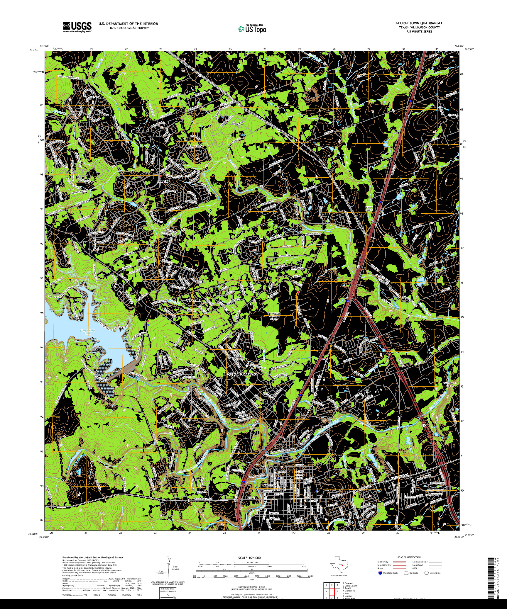 USGS US TOPO 7.5-MINUTE MAP FOR GEORGETOWN, TX 2019