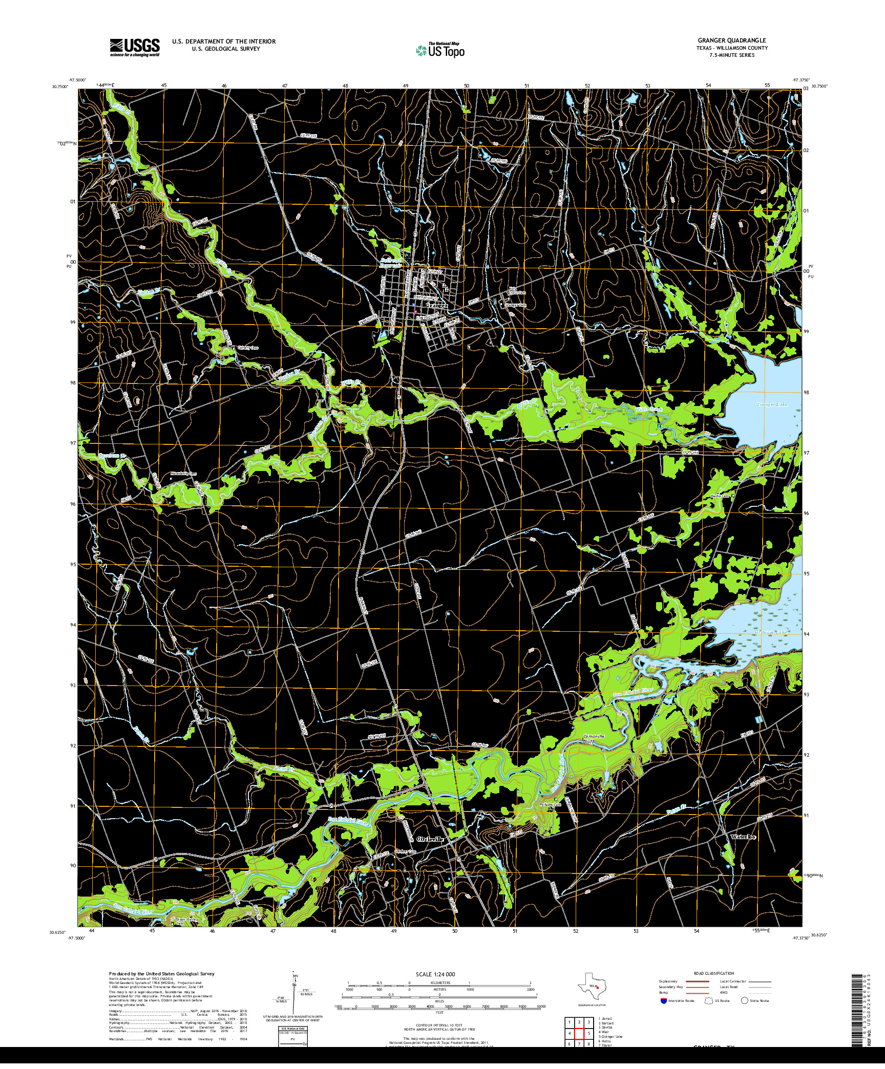 USGS US TOPO 7.5-MINUTE MAP FOR GRANGER, TX 2019