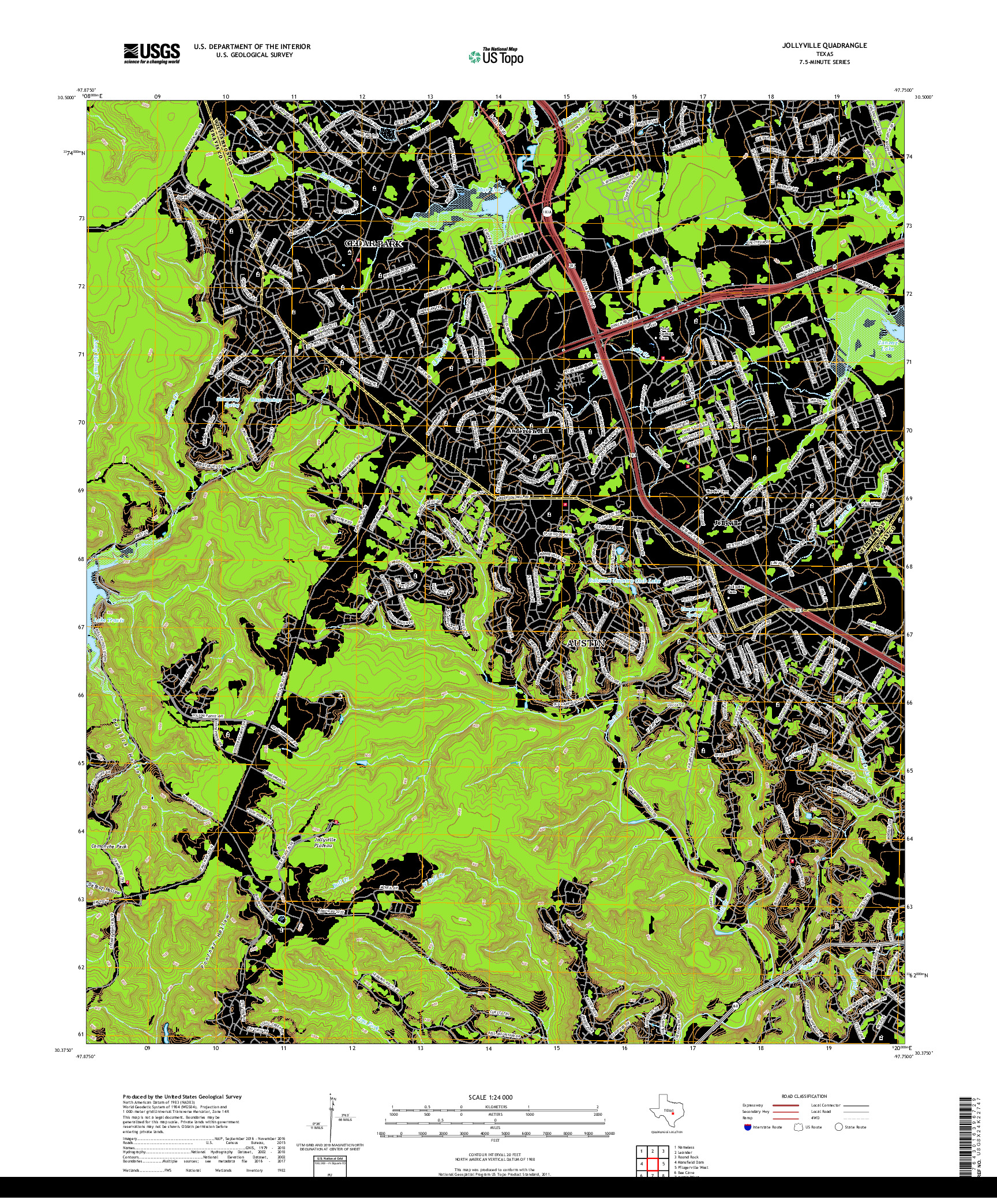 USGS US TOPO 7.5-MINUTE MAP FOR JOLLYVILLE, TX 2019