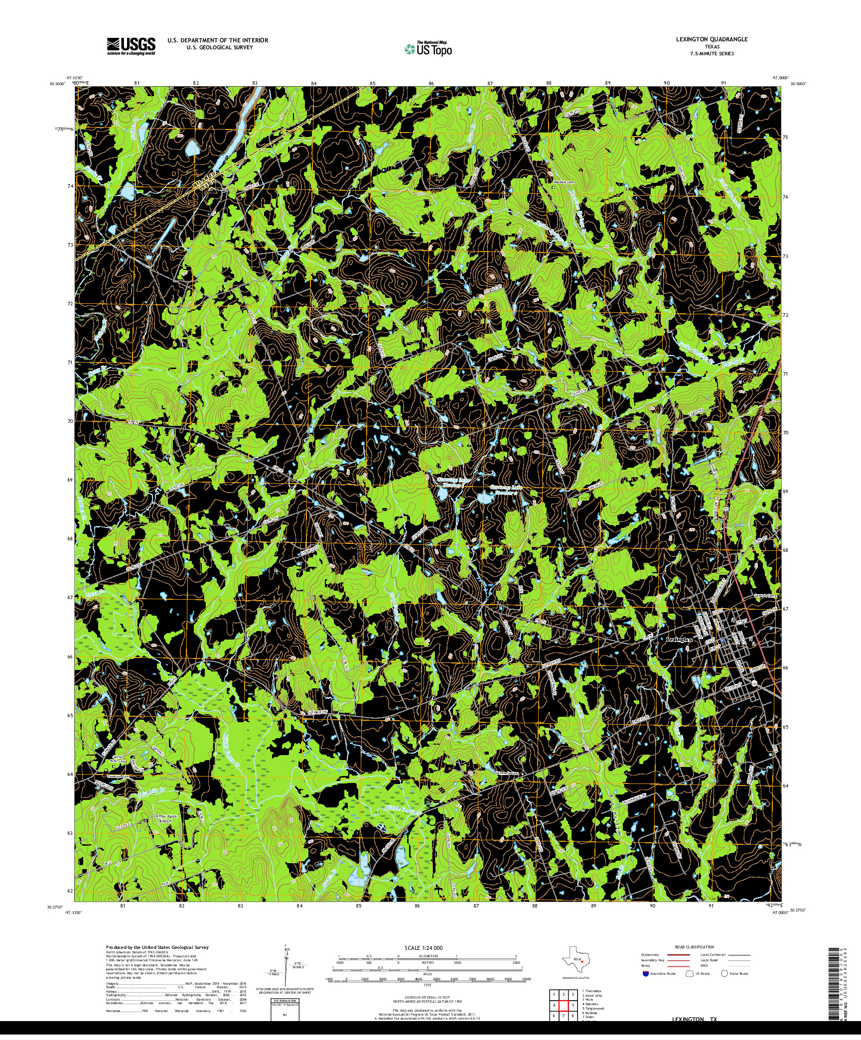 USGS US TOPO 7.5-MINUTE MAP FOR LEXINGTON, TX 2019