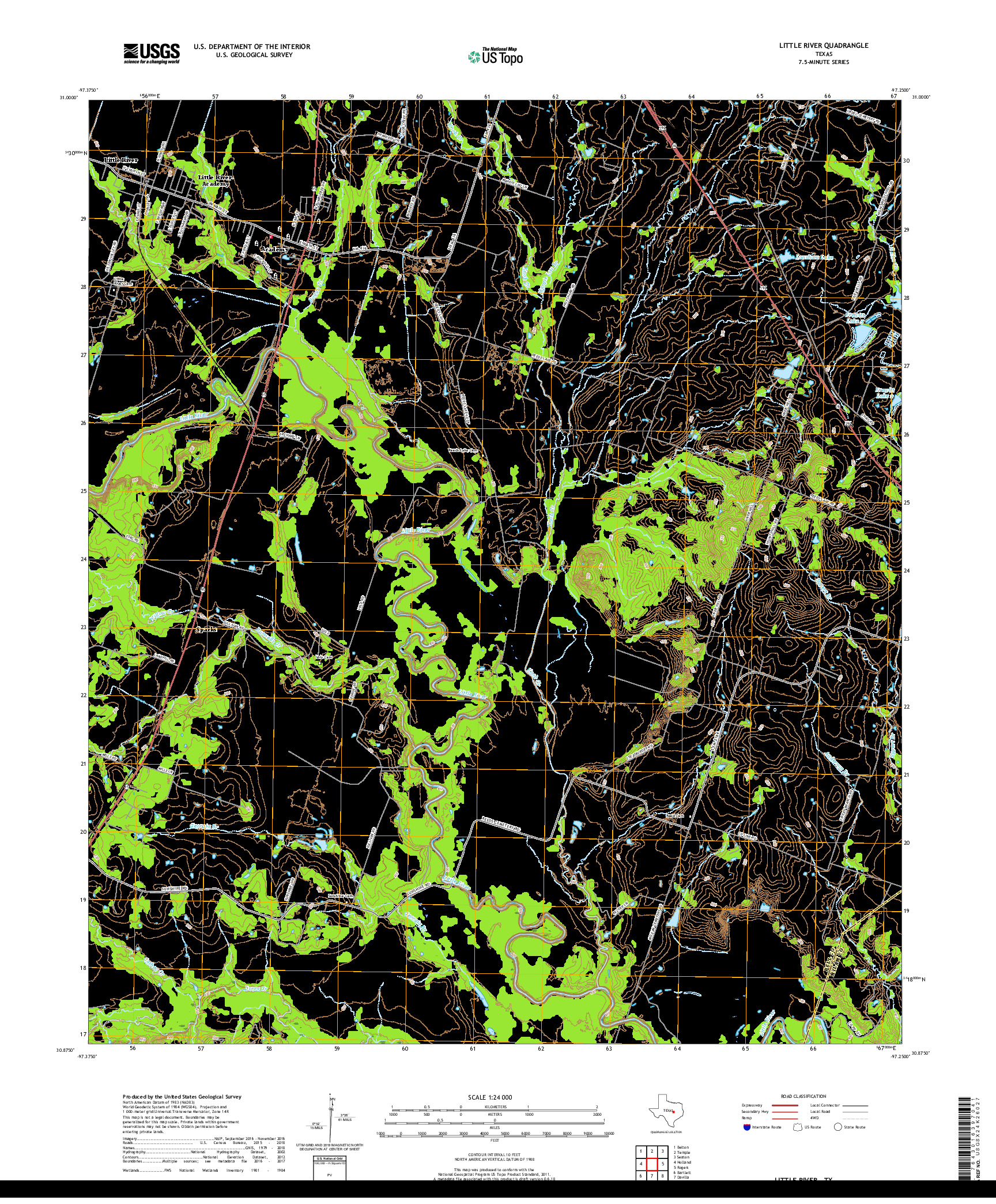 USGS US TOPO 7.5-MINUTE MAP FOR LITTLE RIVER, TX 2019