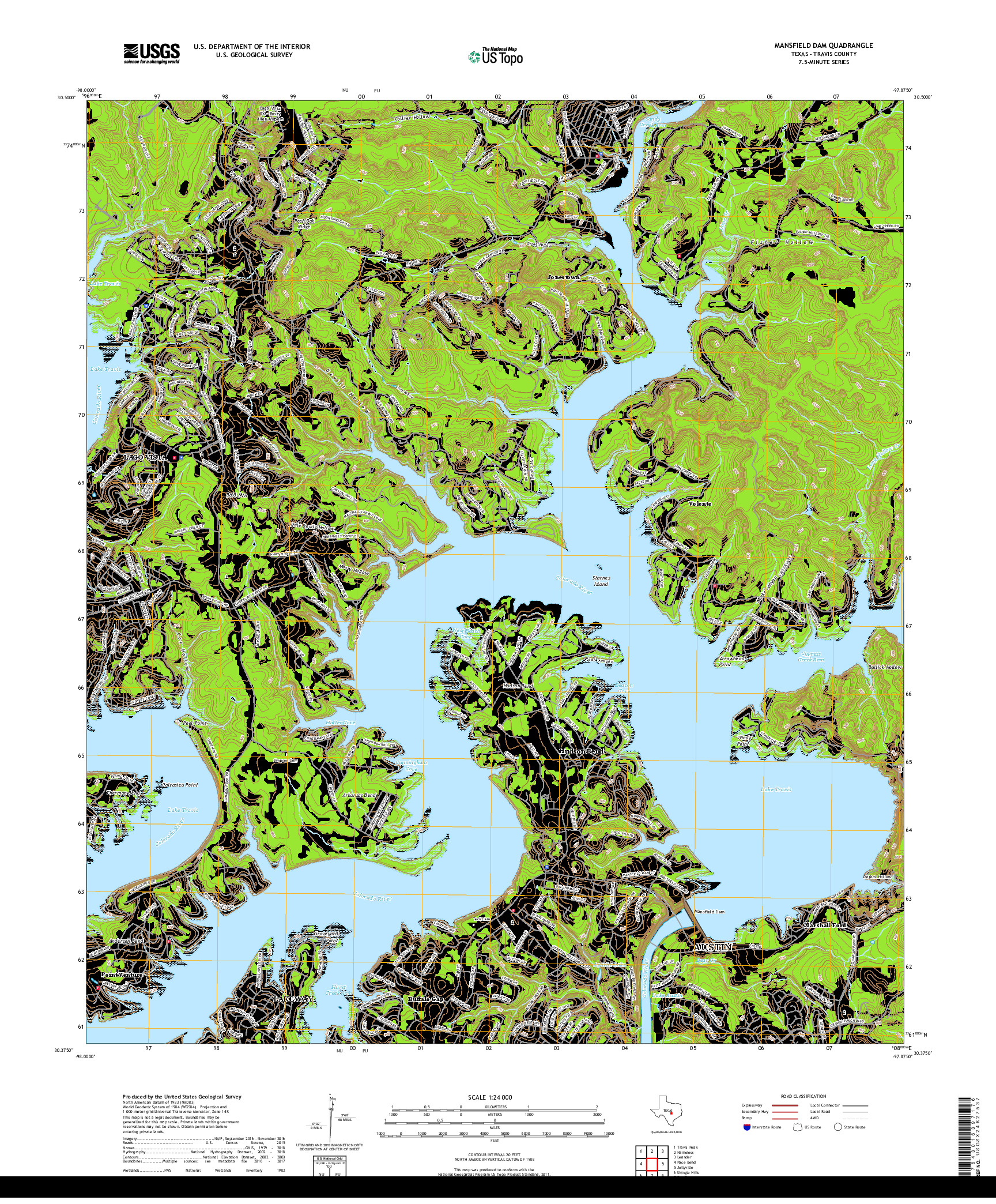 USGS US TOPO 7.5-MINUTE MAP FOR MANSFIELD DAM, TX 2019