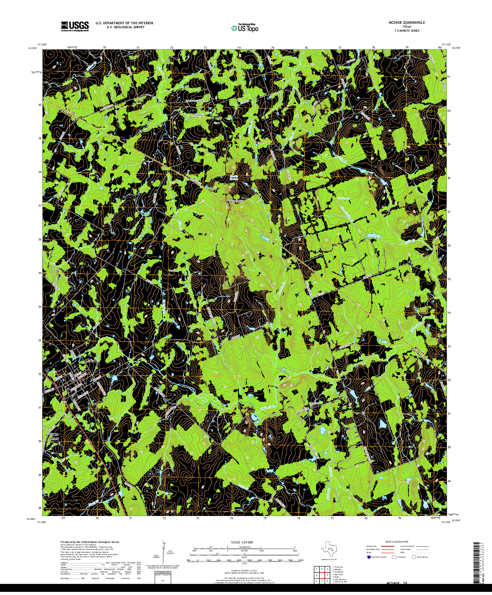 USGS US TOPO 7.5-MINUTE MAP FOR MCDADE, TX 2019